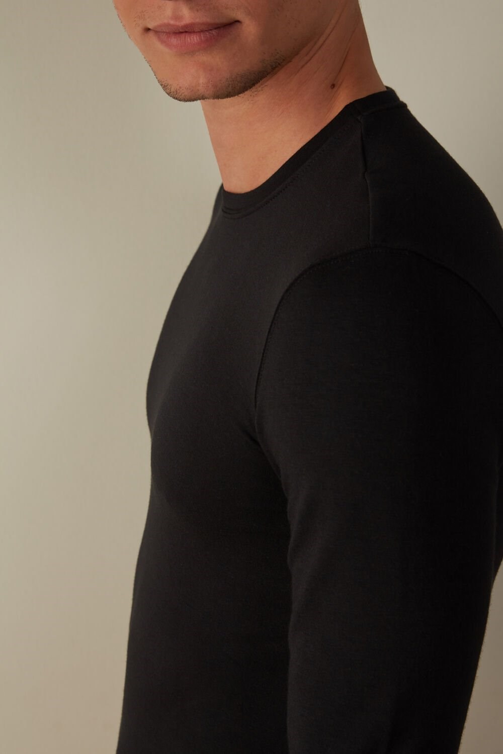 Black - 019 - Black Intimissimi Long-Sleeve Modal-Cashmere Top | DGZL-73985