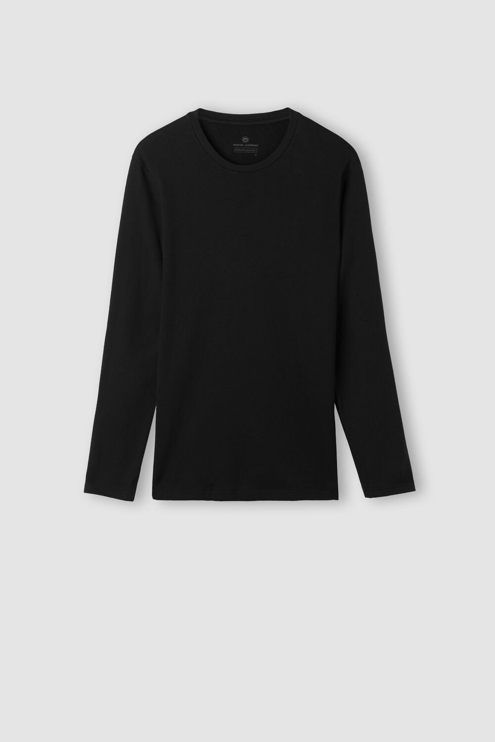 Black - 019 - Black Intimissimi Long Sleeve Top in Warm Cotton | SWXH-90572