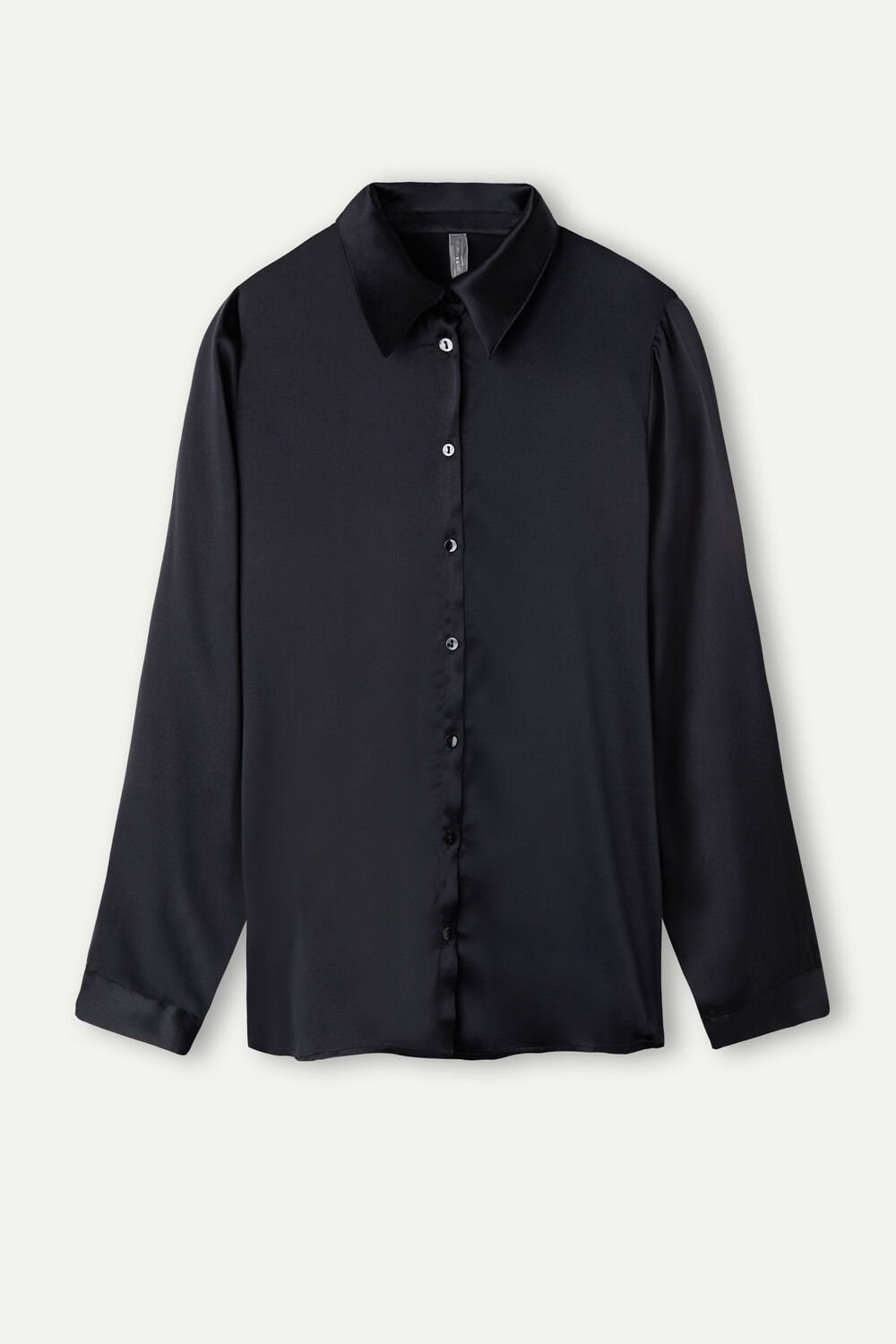 Black - 019 - Black Intimissimi Long Sleeve Silk Shirt | YNDQ-46087