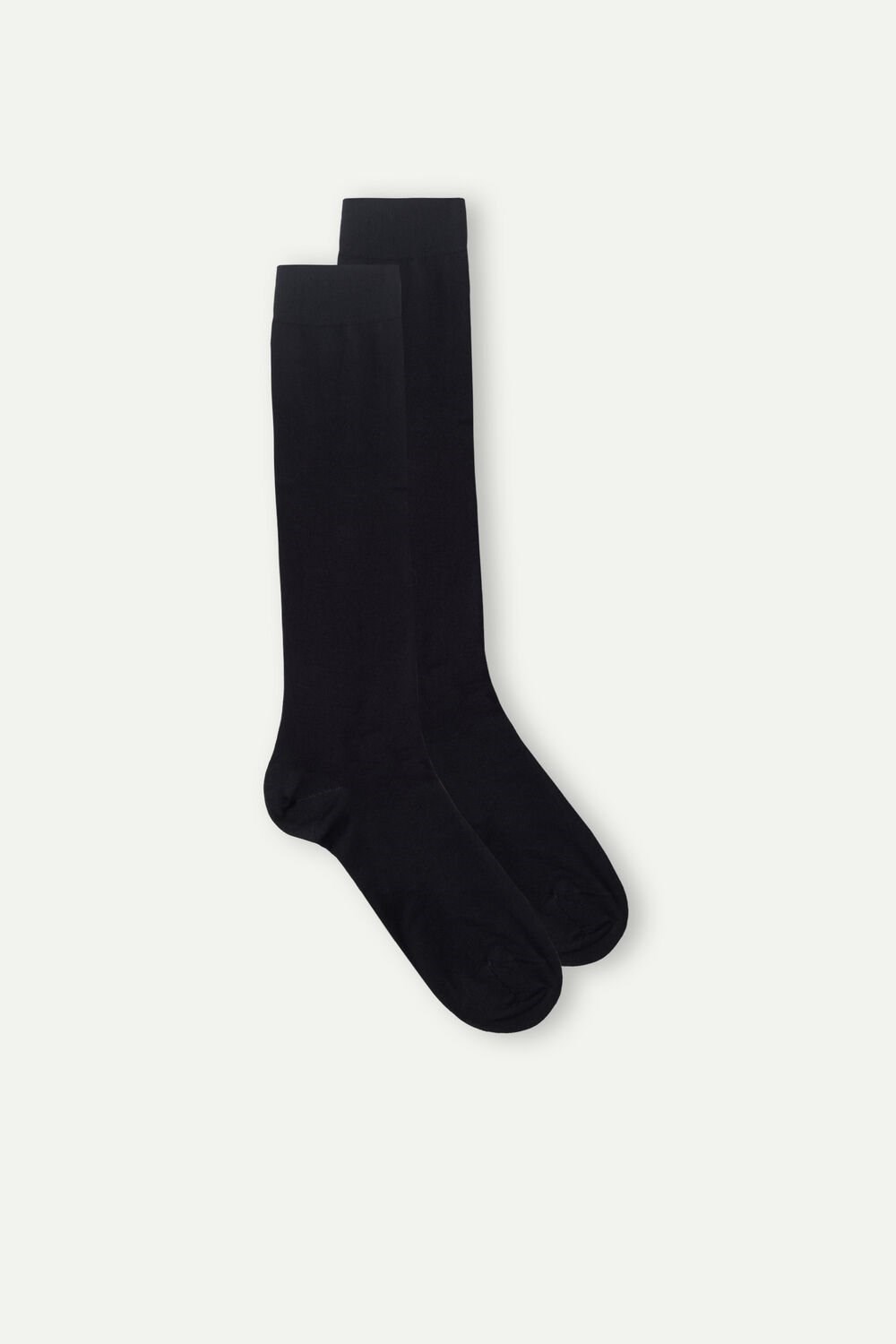 Black - 019 - Black Intimissimi Long Socks in Stretch Supima® Cotton | HPGN-48790