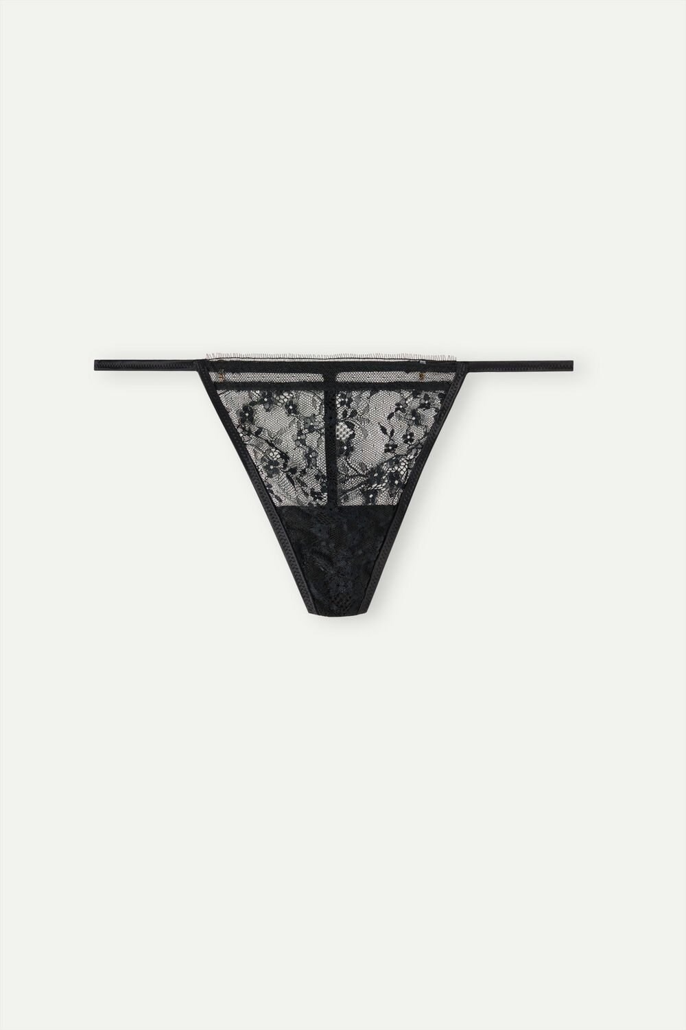 Black - 019 - Black Intimissimi Luxury Treats String Thong | CNSO-62148