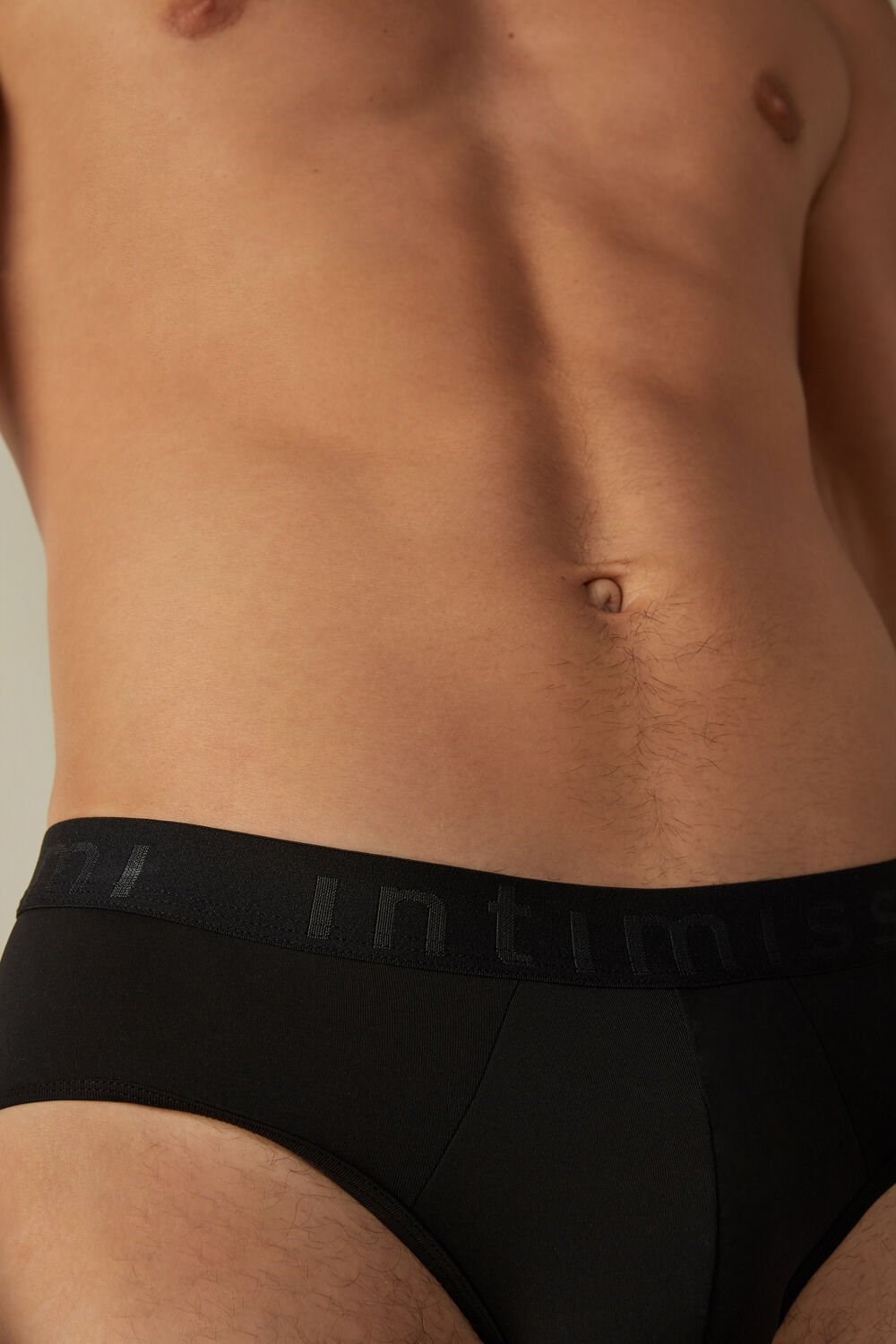 Black - 019 - Black Intimissimi Microfiber Briefs with Logo Detail | ABFI-04928