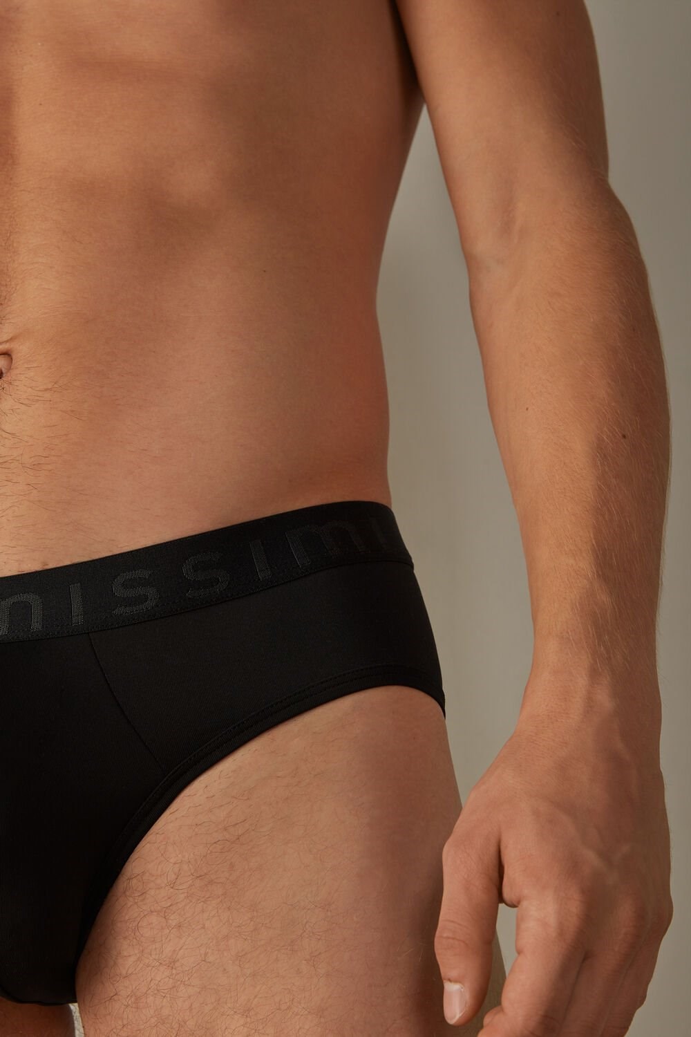 Black - 019 - Black Intimissimi Microfiber Briefs with Logo Detail | ABFI-04928