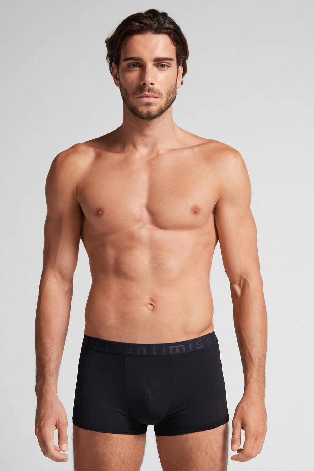 Black - 019 - Black Intimissimi Microfiber Logo Boxer Shorts | RLQO-82763