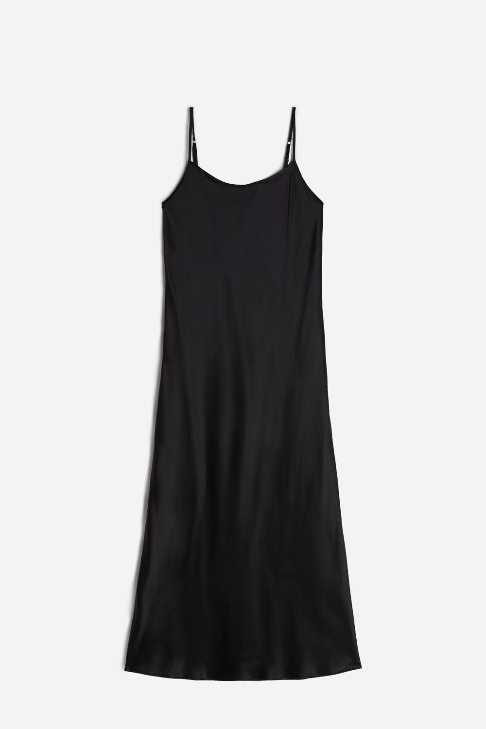 Black - 019 - Black Intimissimi Midi-Length Slip in Silk | WQFD-80276