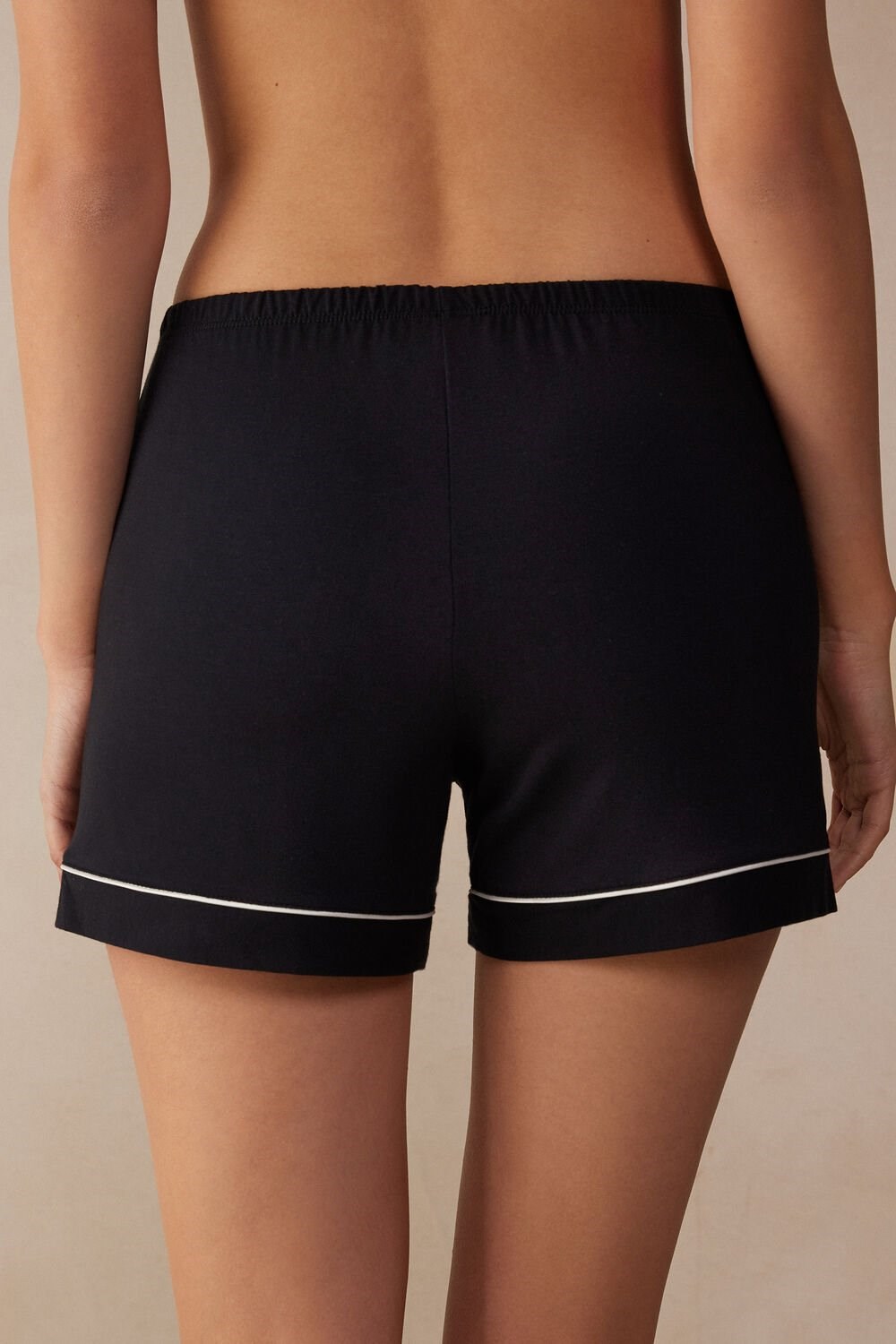 Black - 019 - Black Intimissimi Modal Shorts with Contrast Trim | APYB-86745