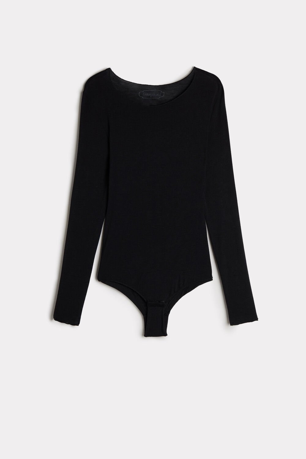 Black - 019 - Black Intimissimi Modal and Cashmere Long-Sleeve Bodysuit | INBO-86413