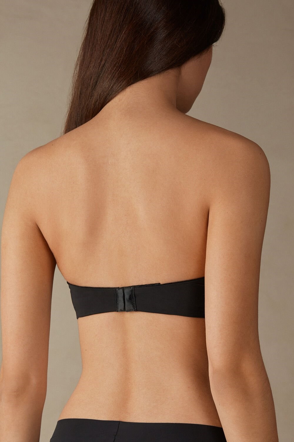 Black - 019 - Black Intimissimi Monica Bandeau Bra in Ultralight Microfiber | MKLS-38270