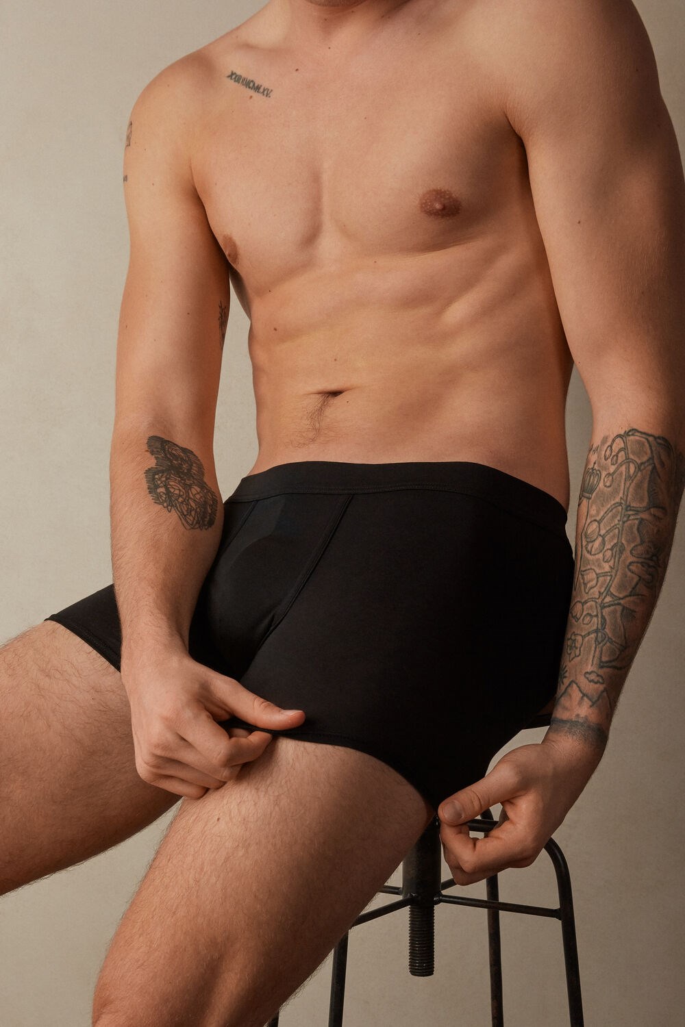 Black - 019 - Black Intimissimi Natural Fresh Supima® Cotton Boxers | LCED-64915