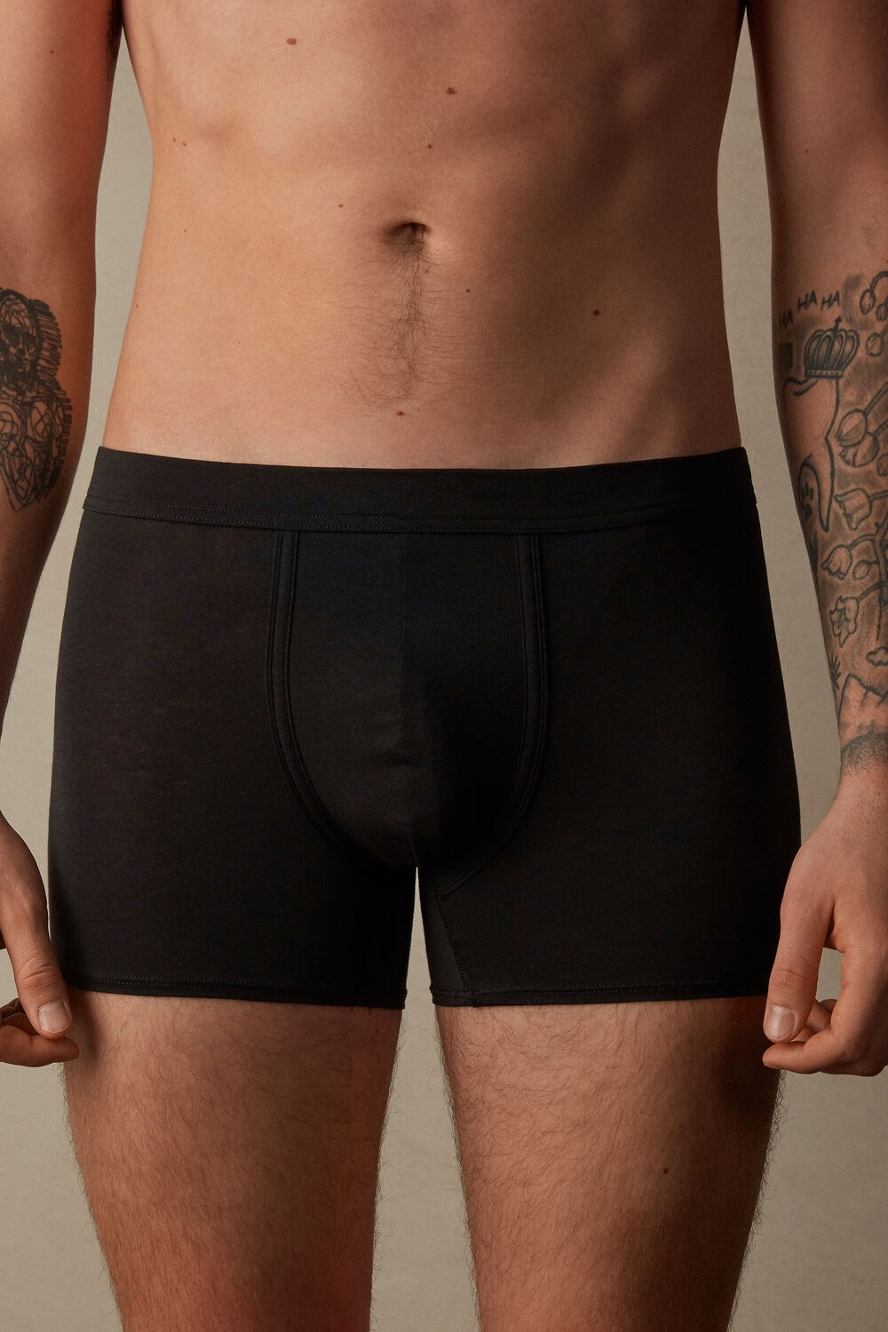 Black - 019 - Black Intimissimi Natural Fresh Supima® Cotton Boxers | LCED-64915