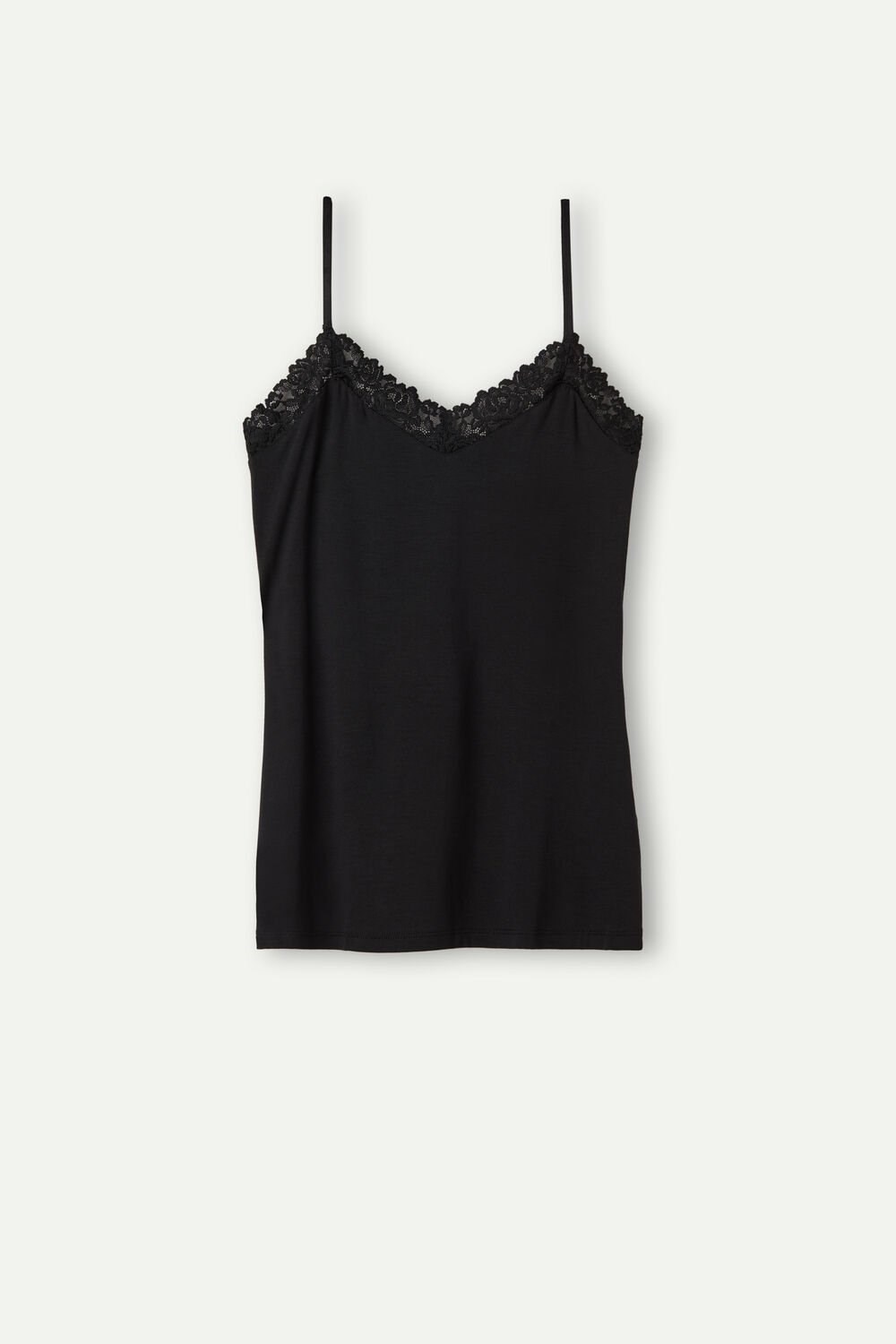 Black - 019 - Black Intimissimi Pretty Flowers Modal Top | FYMS-49381