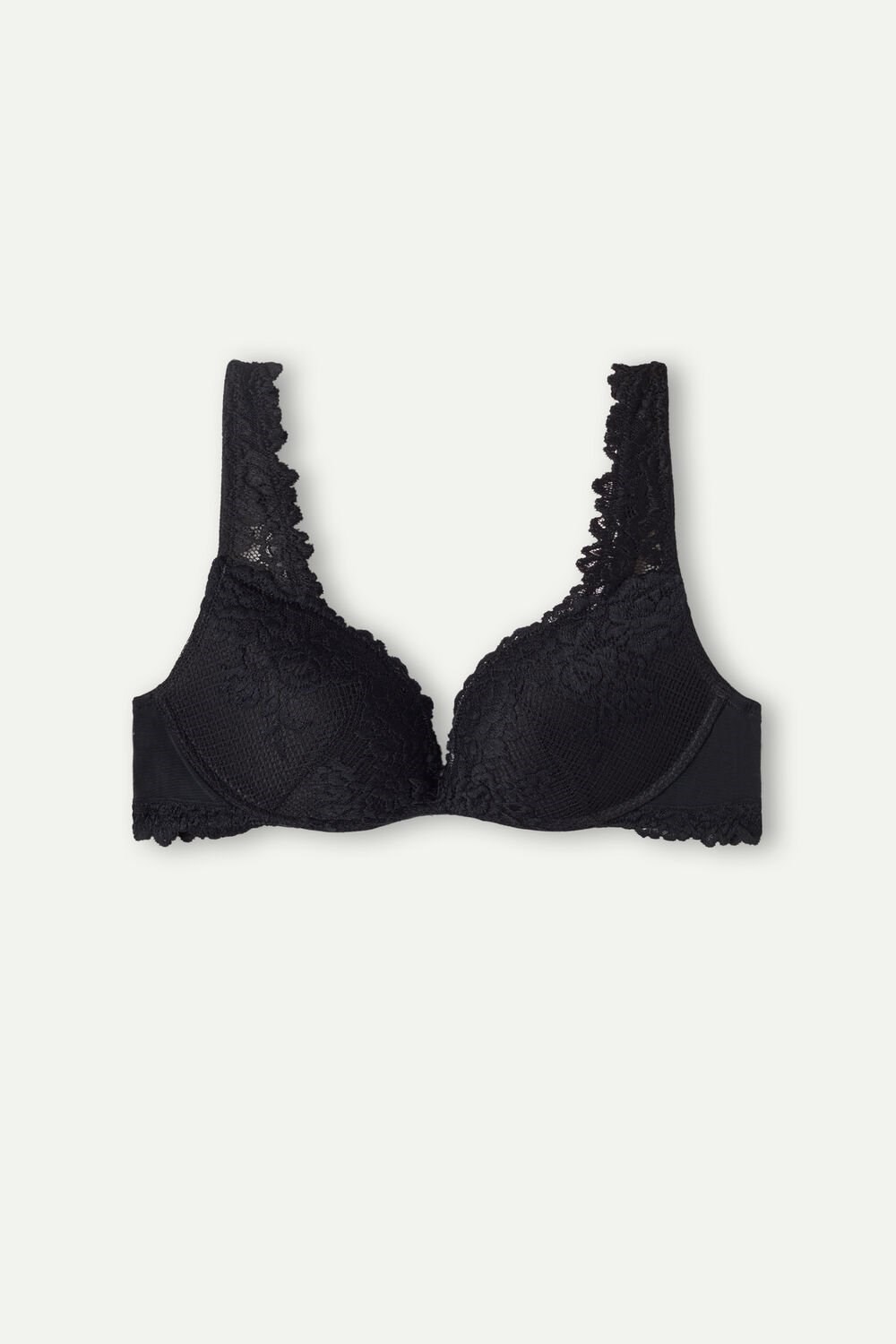 Black - 019 - Black Intimissimi Pretty Flowers Gioia Super Push-up Bra | GTWC-50432