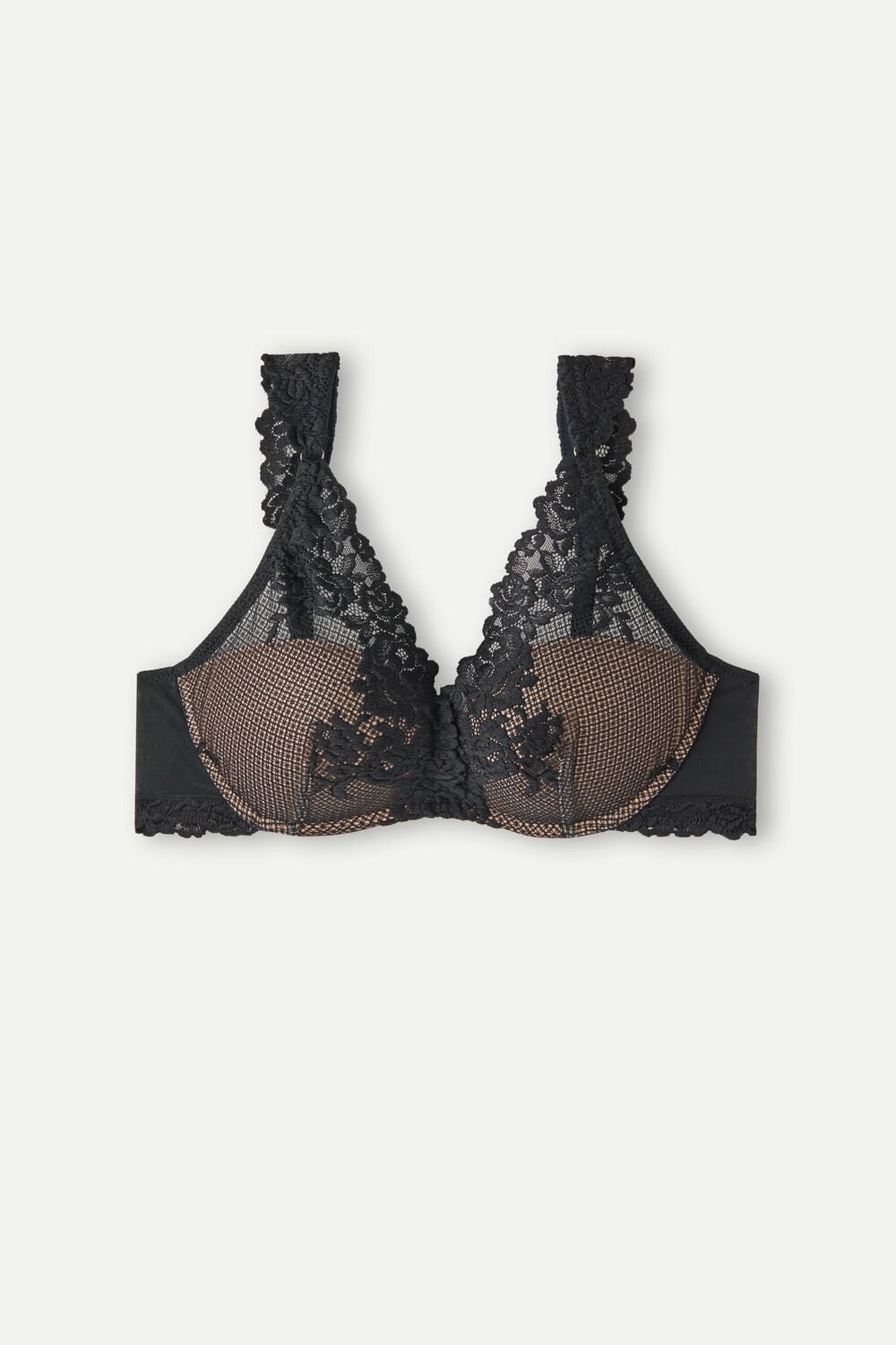 Black - 019 - Black Intimissimi Pretty Flowers Giorgia Balconette Bra | SKFG-92405