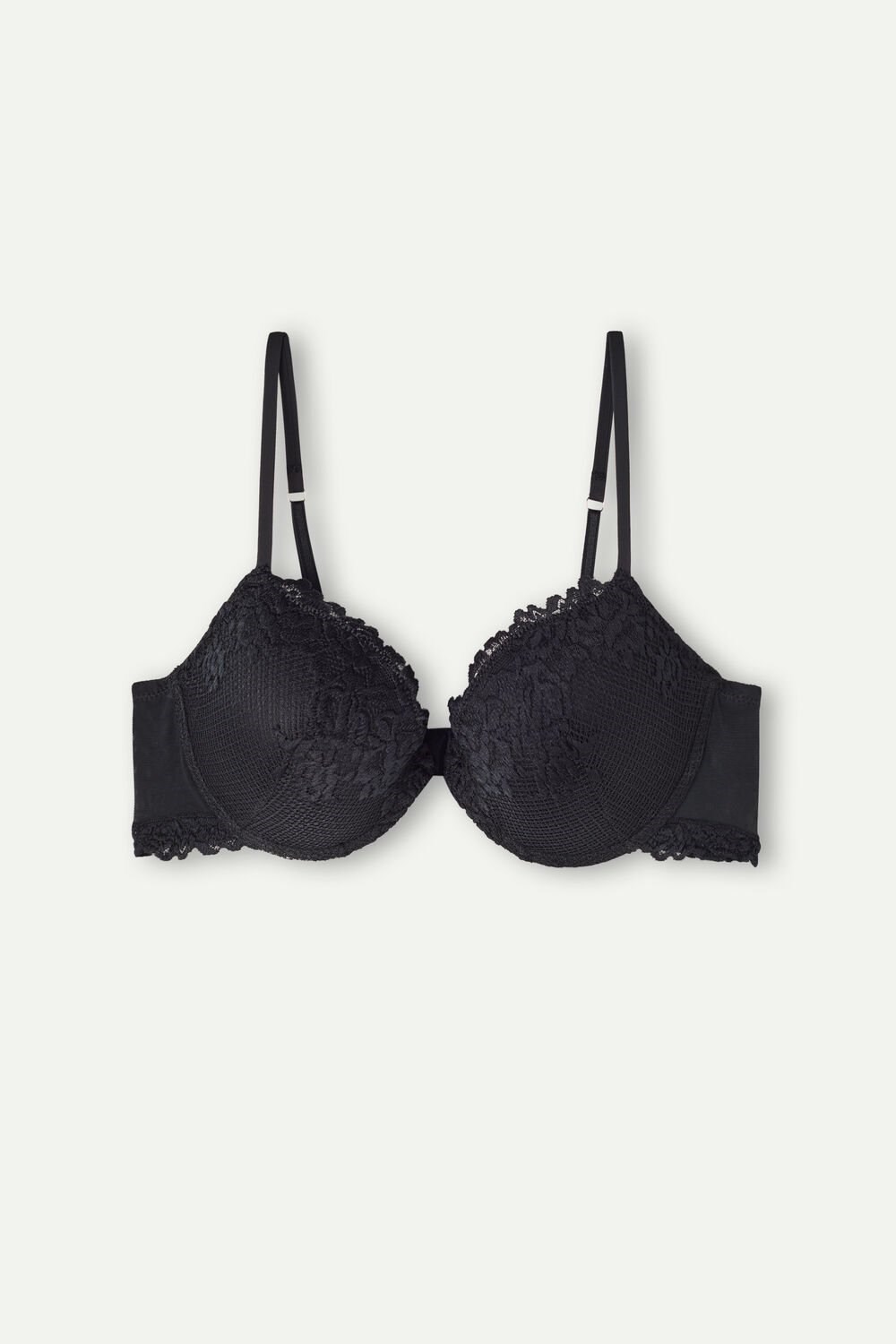 Black - 019 - Black Intimissimi Pretty Flowers Bellissima Push-up Bra | VNHW-72936