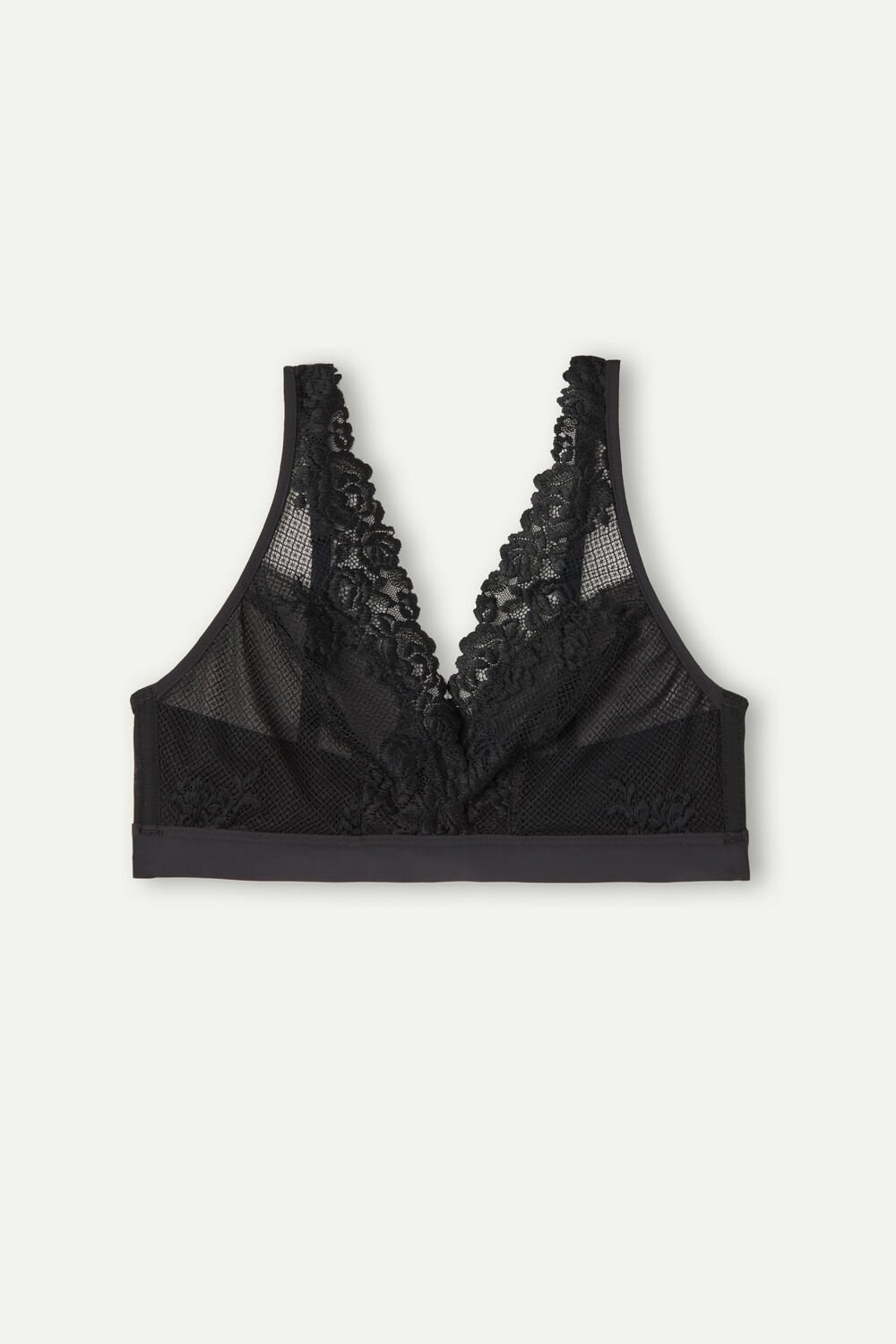 Black - 019 - Black Intimissimi Pretty Flowers Lara Triangle Bra | YFKN-09612