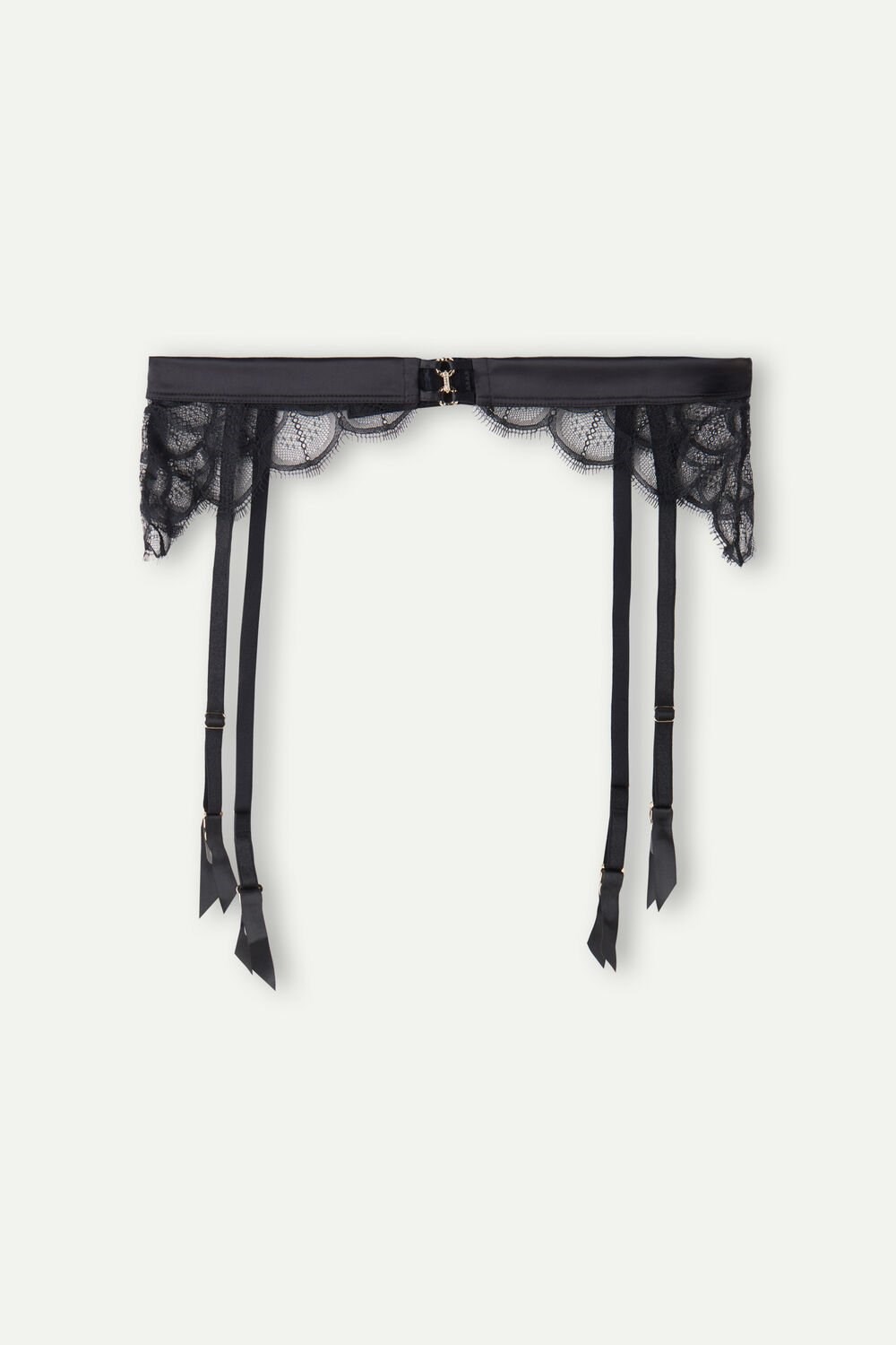 Black - 019 - Black Intimissimi Pure Charme Garter Belt | FQBM-25796