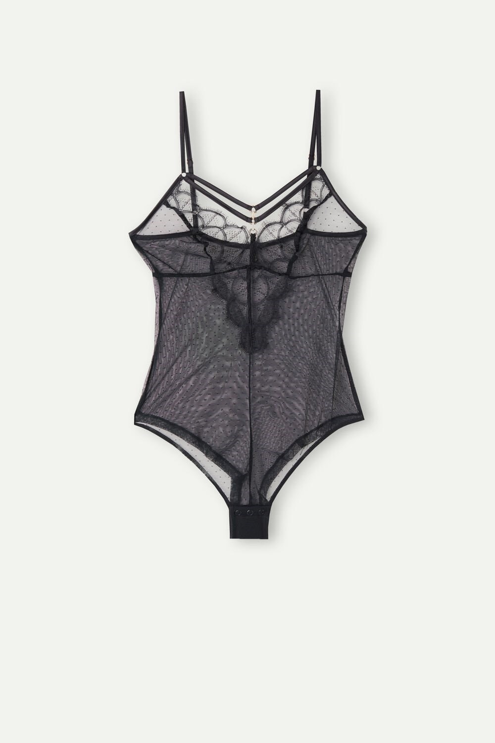 Black - 019 - Black Intimissimi Pure Charme Tulle Bodysuit | POYJ-12475