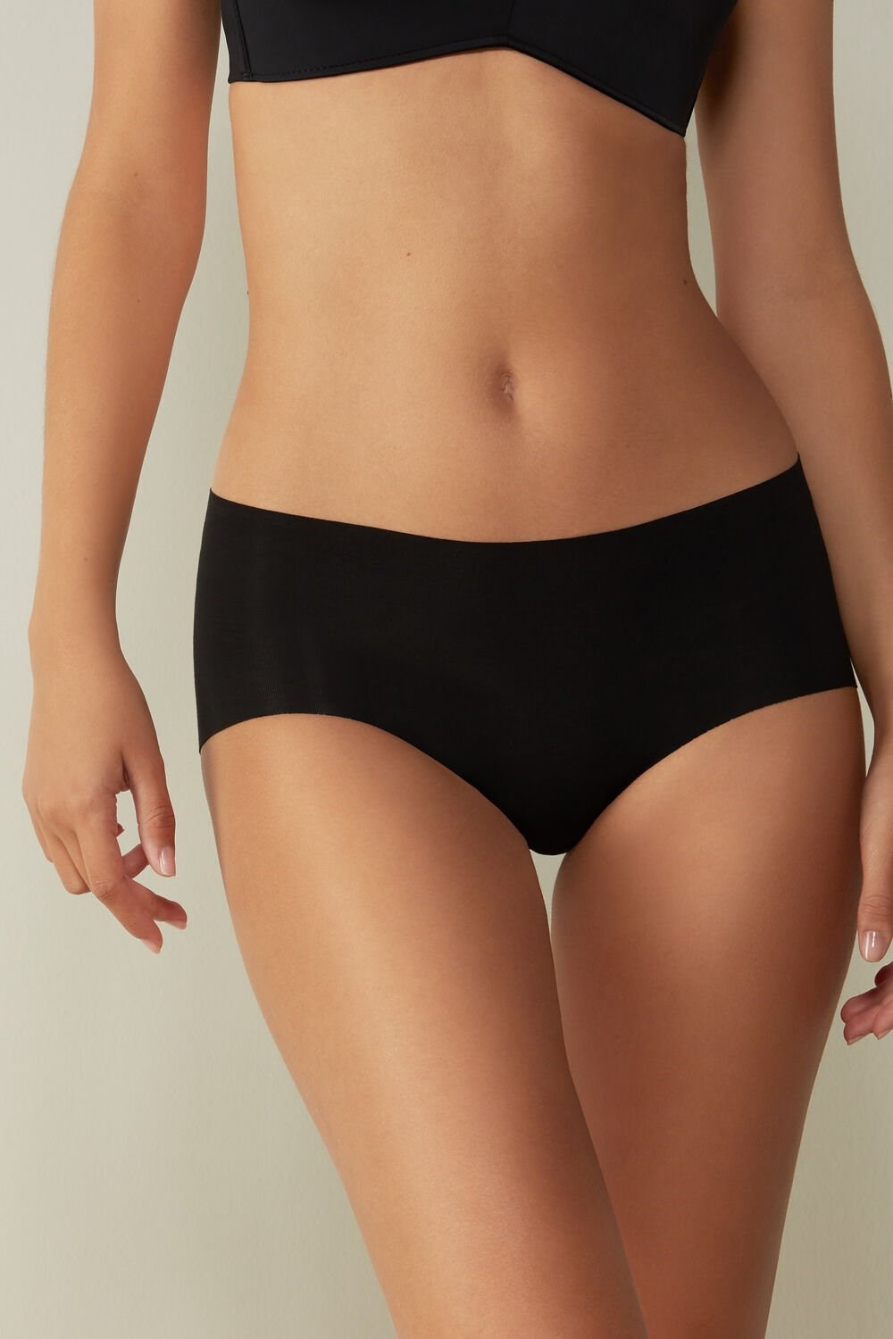 Black - 019 - Black Intimissimi Seamless Supima® Cotton Hipster | QTAW-58713