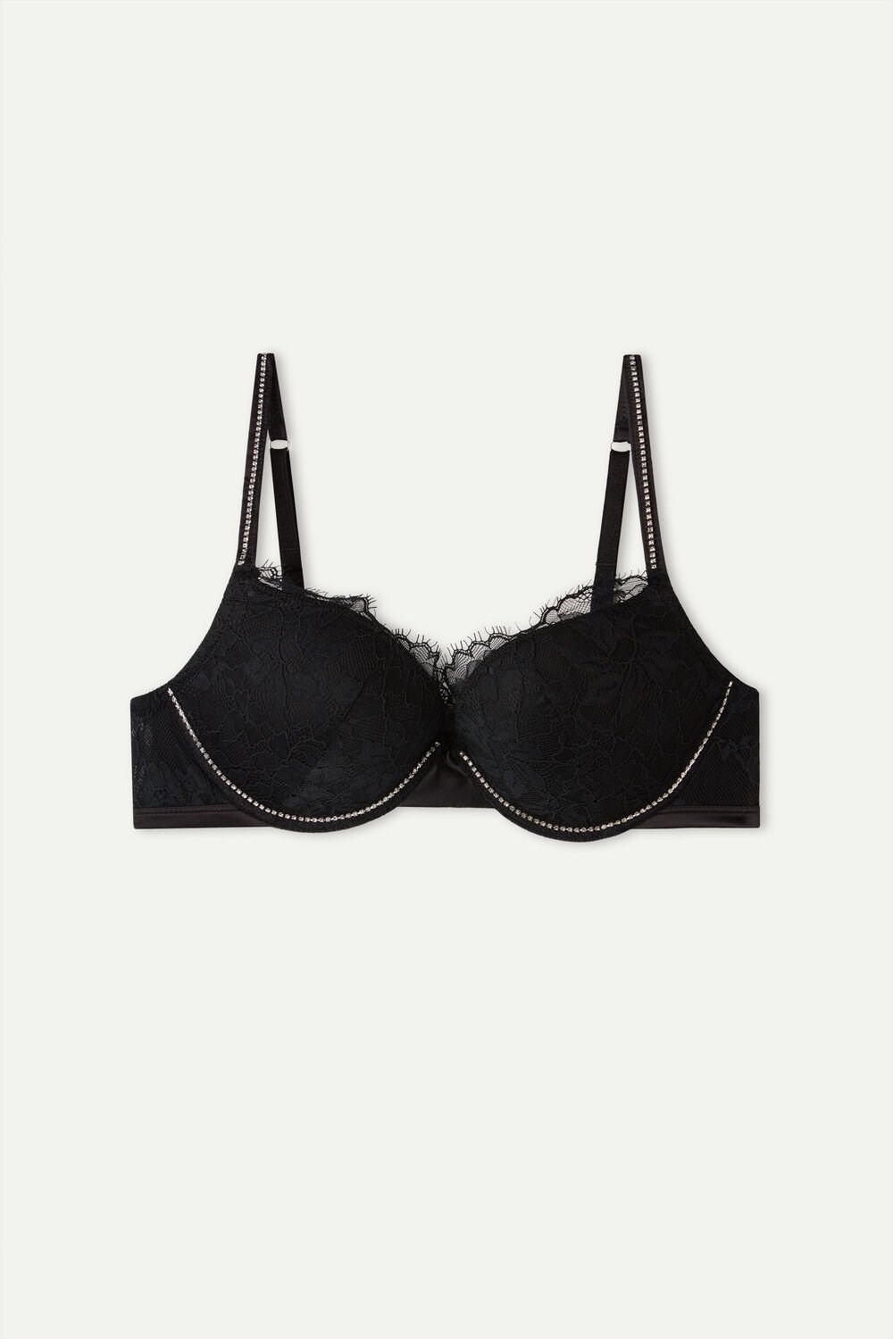 Black - 019 - Black Intimissimi Shine High Like Stars Elettra Super Push-up Bra | MBDI-96854