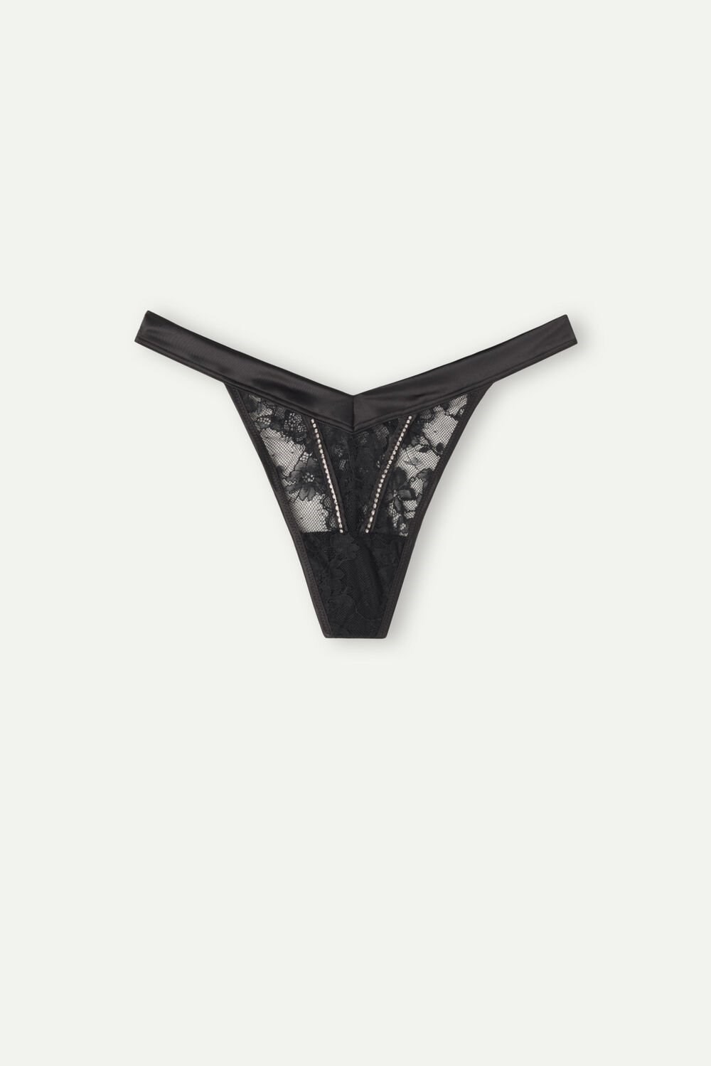 Black - 019 - Black Intimissimi Shine High Like Stars ‘80s Style Thong | MLHC-09163