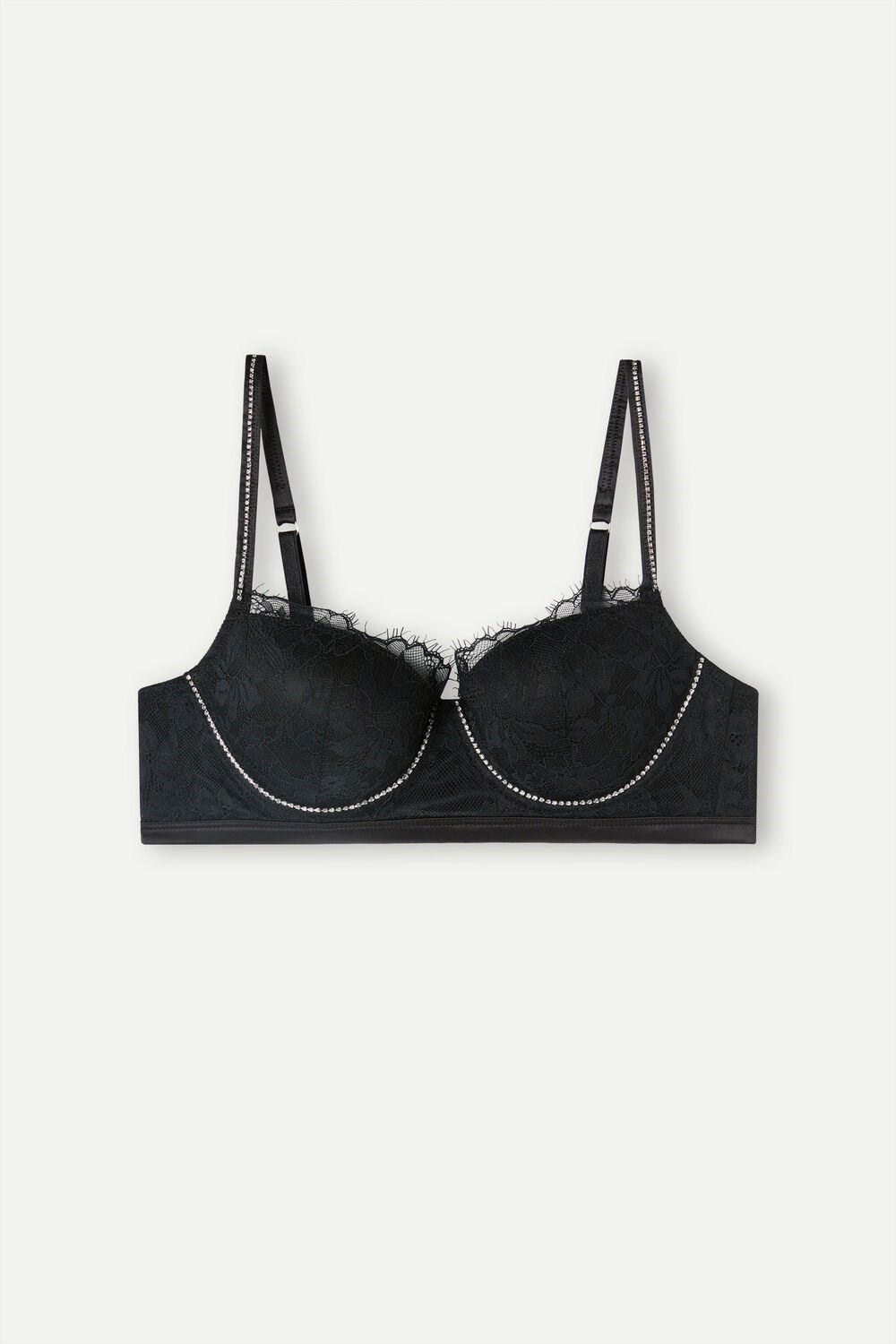 Black - 019 - Black Intimissimi Shine High Like Stars Sofia Balconette Bra | OXFT-19426