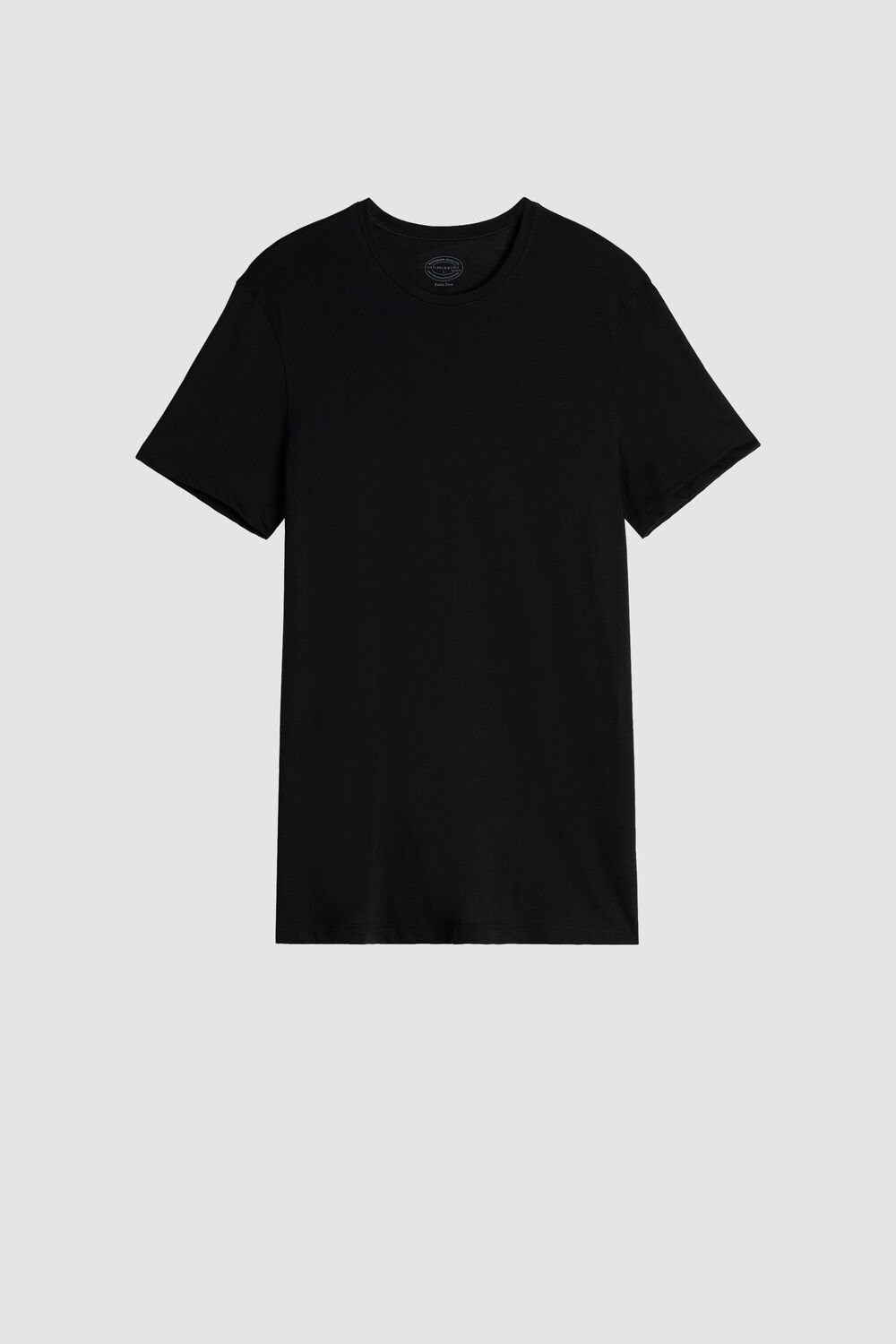 Black - 019 - Black Intimissimi Short-Sleeve Crew-Neck T-Shirt in Extra-Fine Supima® Cotton | DXSM-05784