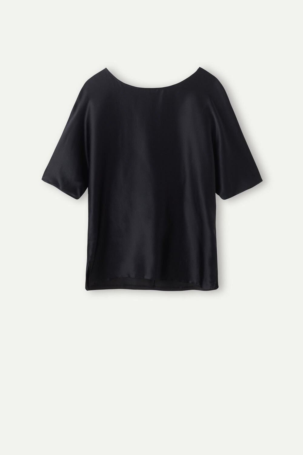 Black - 019 - Black Intimissimi Short Sleeve Silk and Modal Top | MPRS-87049