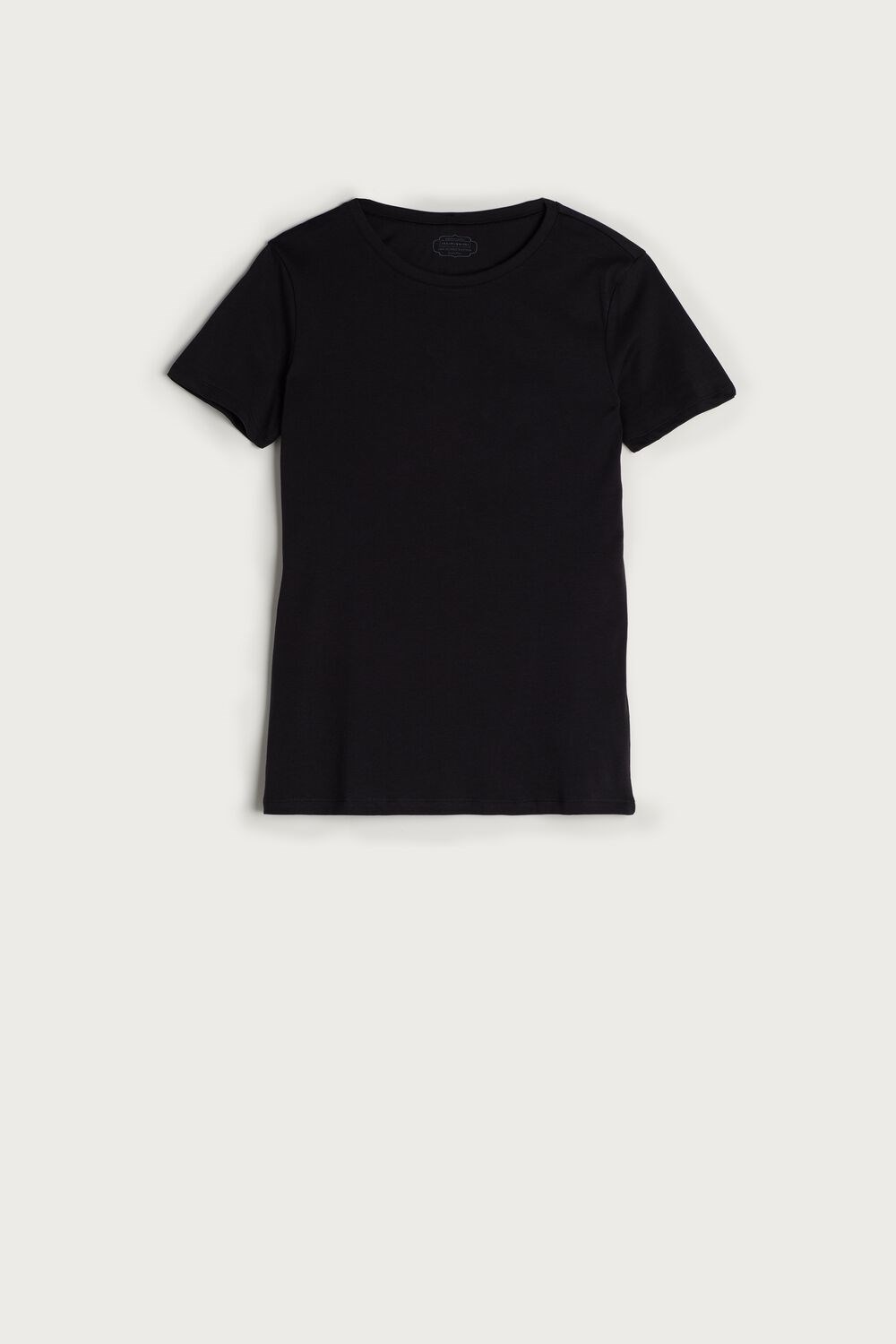 Black - 019 - Black Intimissimi Short-Sleeve T-shirt in Ultrafresh Supima® Cotton | QVKZ-75480