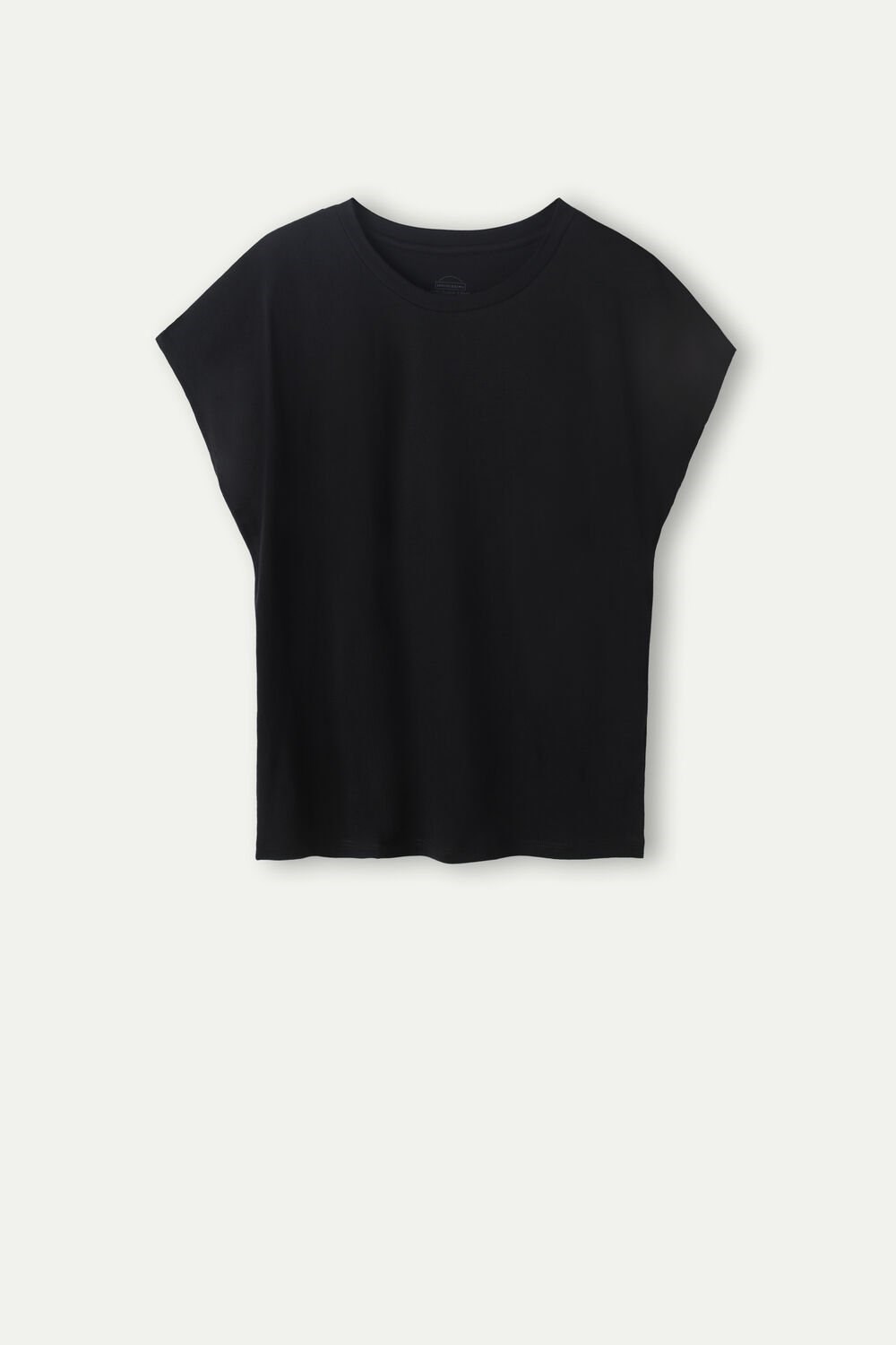 Black - 019 - Black Intimissimi Short Sleeve Crew Neck Top in Supima® Ultrafresh cotton | ZFAL-16784