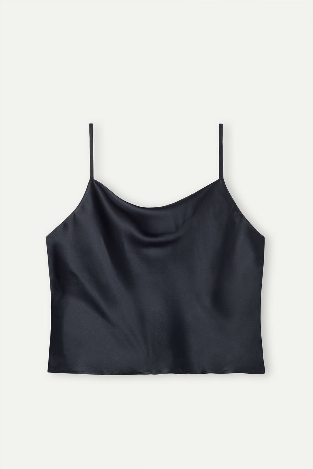 Black - 019 - Black Intimissimi Silk Crop Camisole | EMIZ-64087