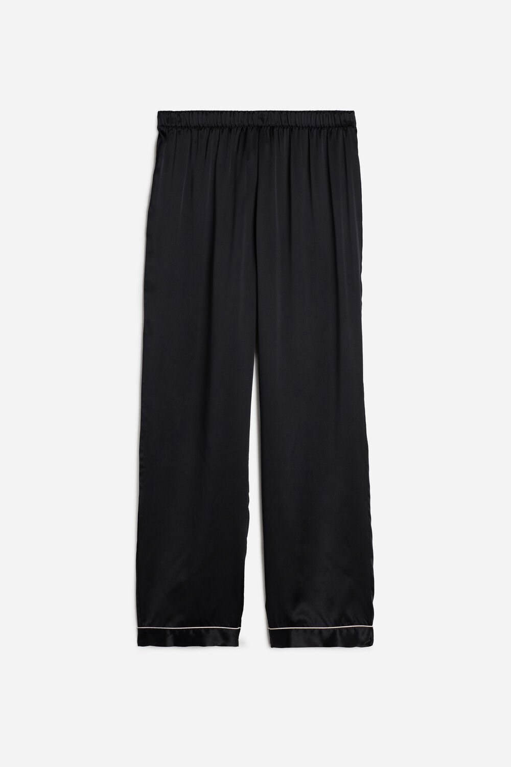 Black - 019 - Black Intimissimi Silk Satin Pajama Pants | SQBN-63809