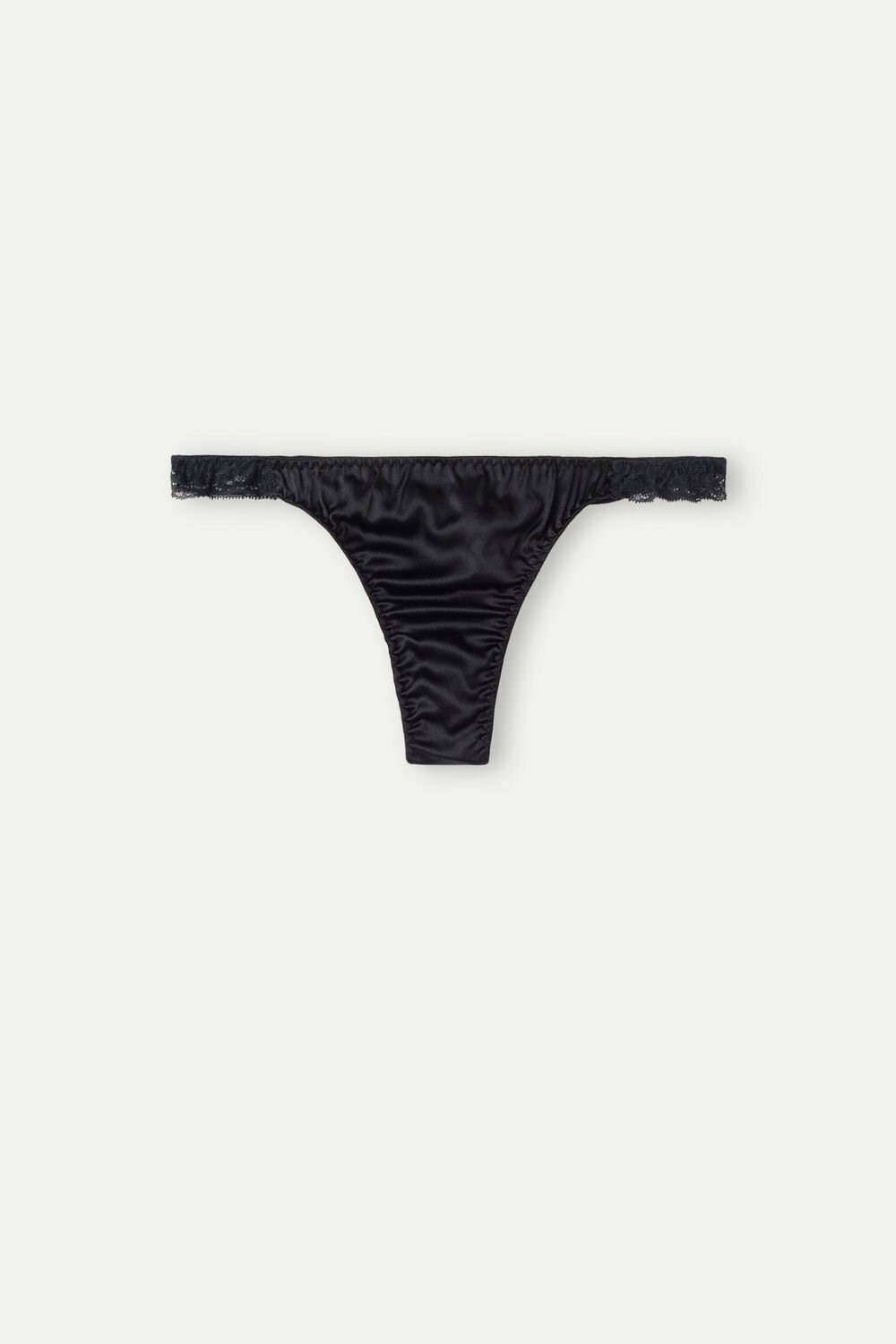 Black - 019 - Black Intimissimi Silk and Lace G-String | LUSQ-23571