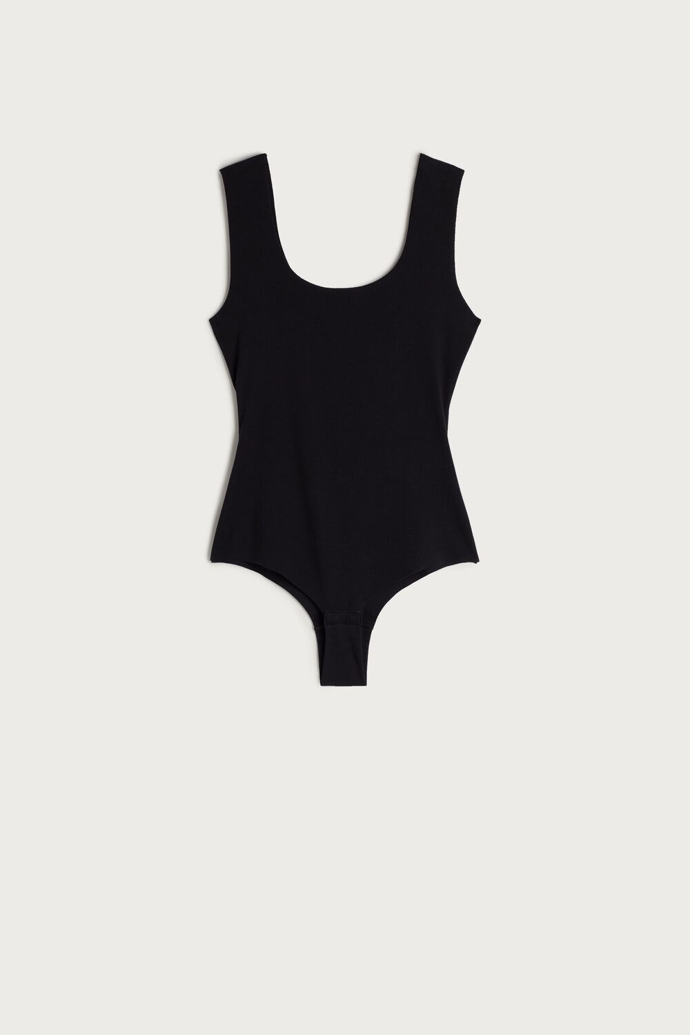 Black - 019 - Black Intimissimi Supima Cotton® Scoop Neck Bodysuit | TRPU-09147