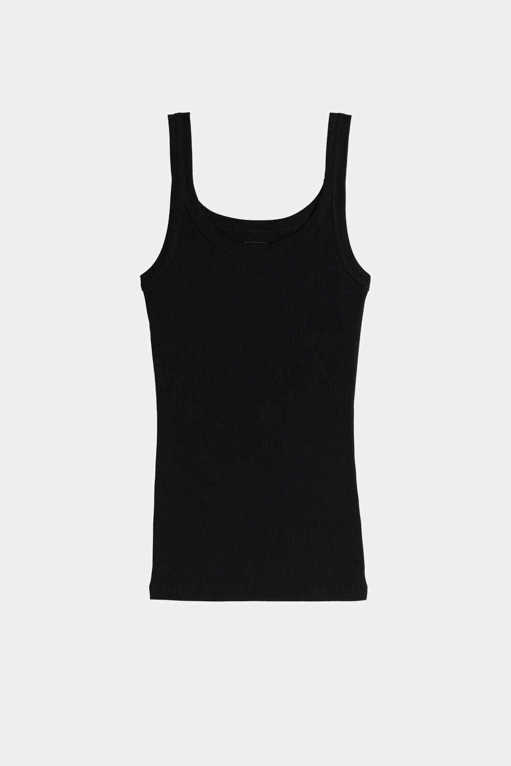 Black - 019 - Black Intimissimi Tank Top in Supima® Cotton | NYHU-71524