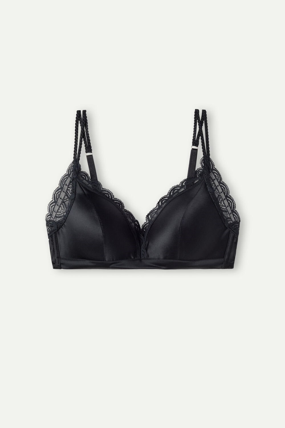 Black - 019 - Black Intimissimi Tiziana Silk and Lace Triangle Bra | QWLV-14893