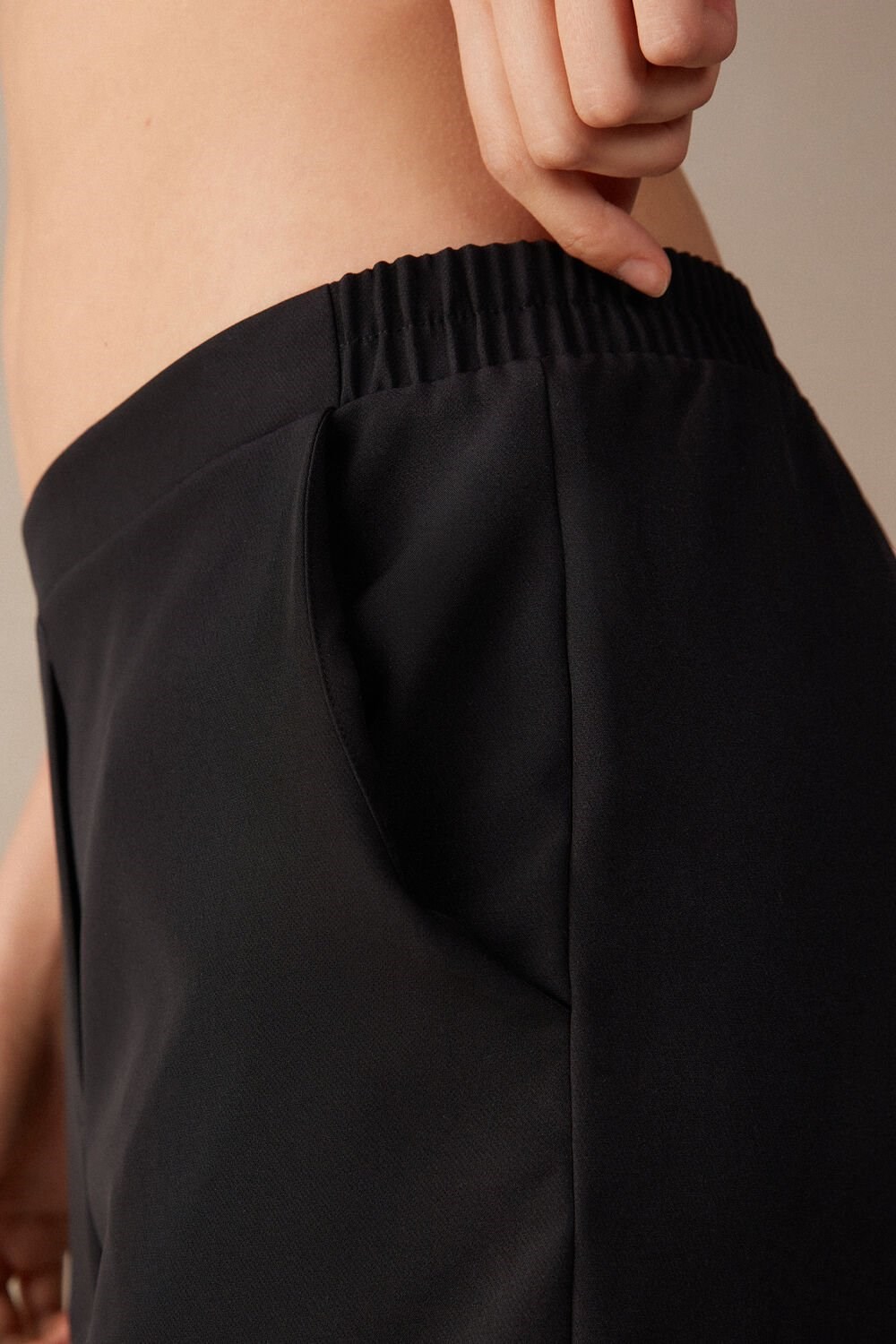 Black - 019 - Black Intimissimi Trousers with Pockets | JPQF-47038