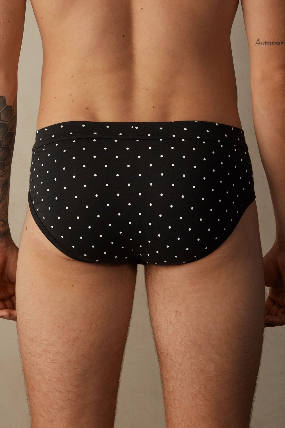 Black - 062j - Black Dot Print Intimissimi Dotted Briefs in Stretch Supima® Cotton | GCRH-57139