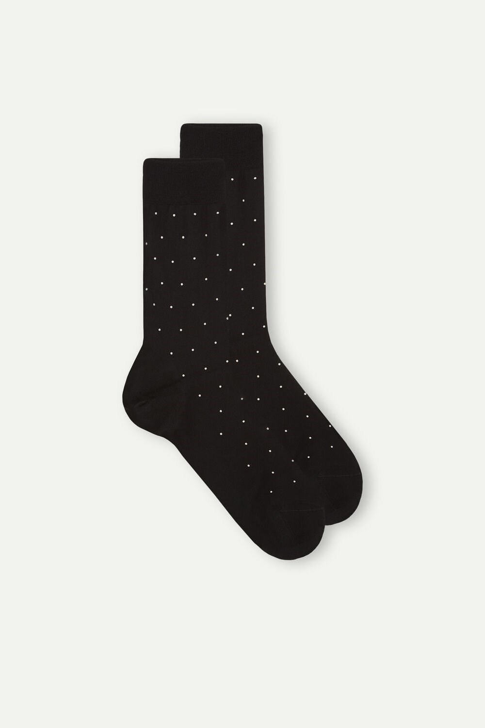 Black - 062j - Black Dot Print Intimissimi Men’s Short Socks in Patterned Lisle Cotton | LDAI-57968