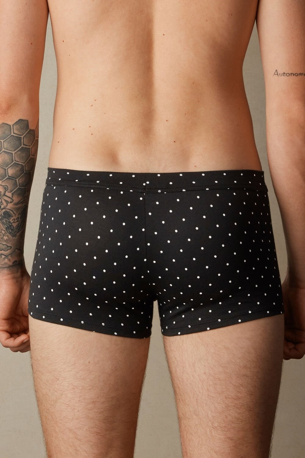 Black - 062j - Black Dot Print Intimissimi Dotted Boxers in Stretch Supima® Cotton | PILQ-05293