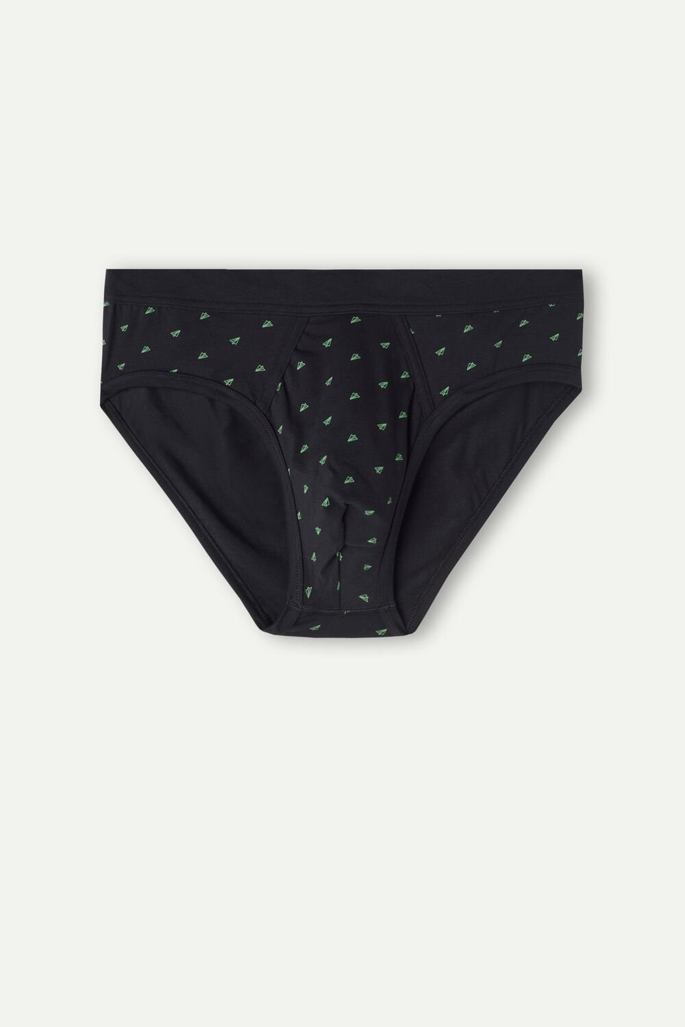 Black - 194j - Black Airmail Print Intimissimi Paper Plane Briefs in Stretch Supima® Cotton | GYDH-04769