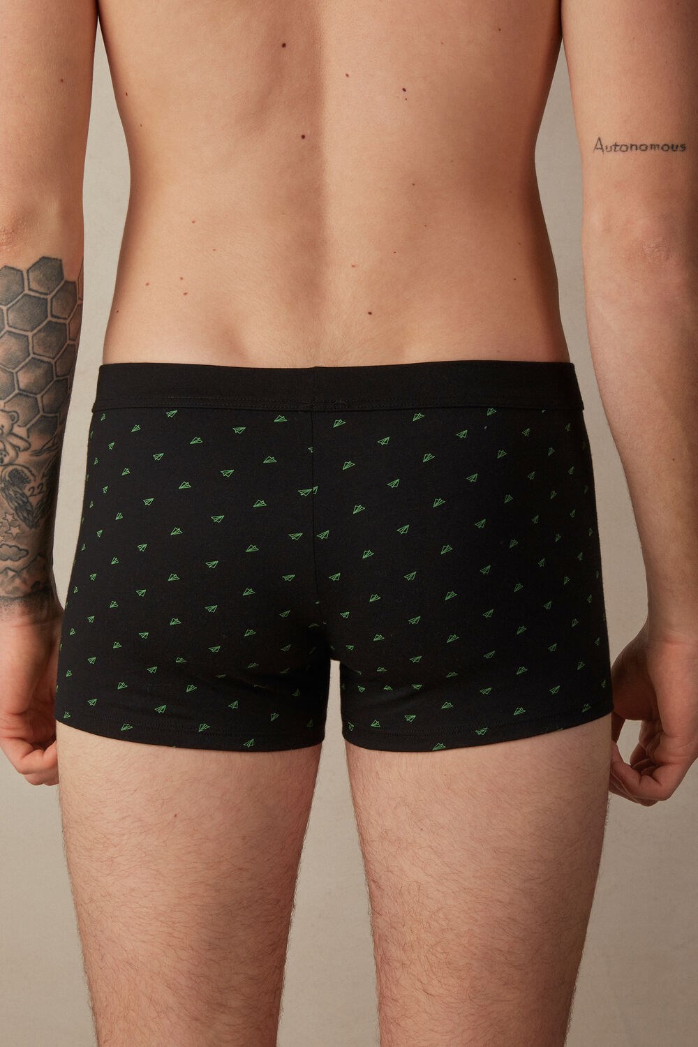 Black - 194j - Black Airmail Print Intimissimi Paper Plane Boxers in Stretch Supima® Cotton | YLIX-43652