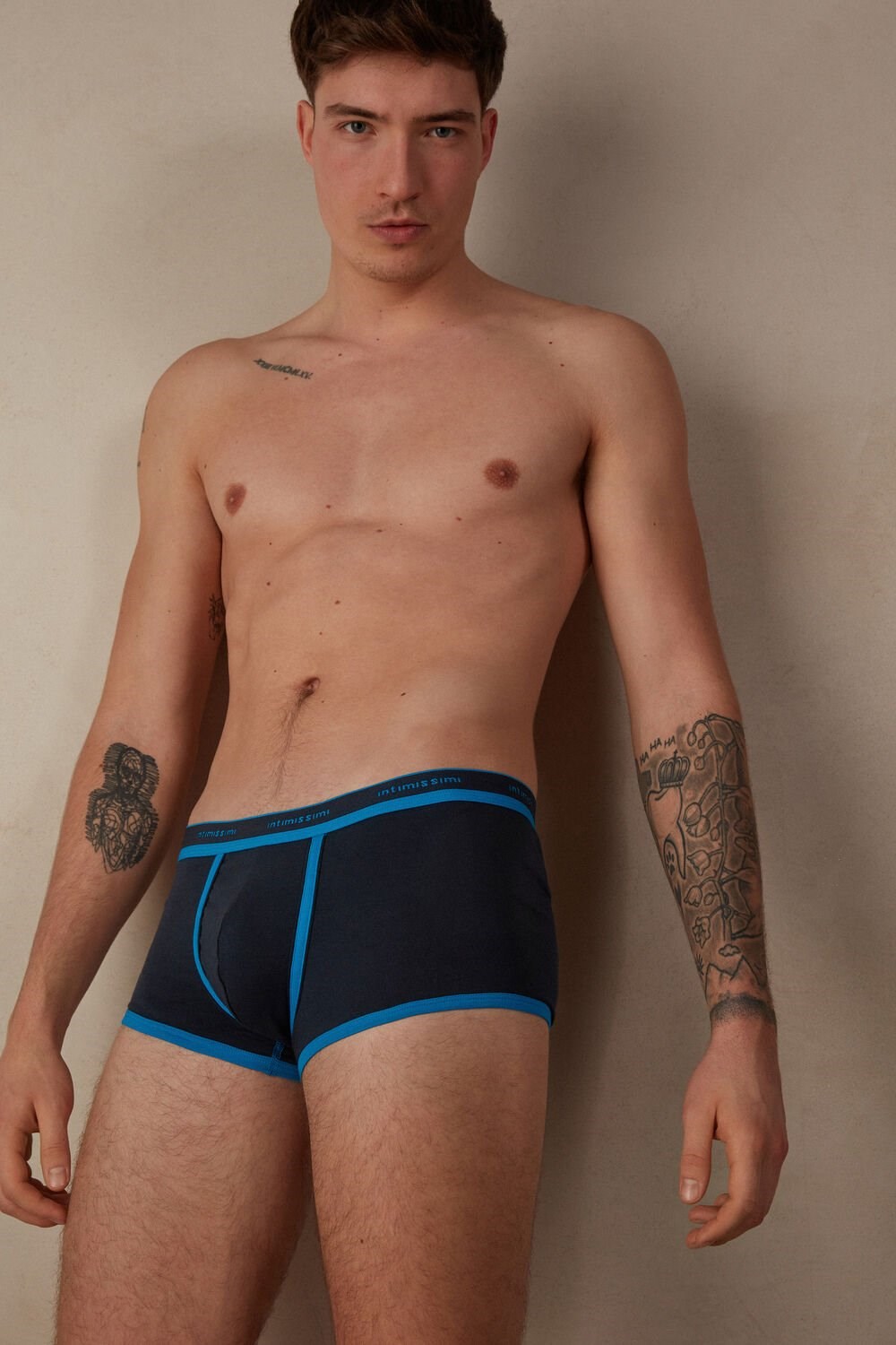 Black - 204j - Midnight Blue / Celestial Intimissimi Stretch Supima® Cotton Boxer Shorts with Logo Detail | PGJM-73801