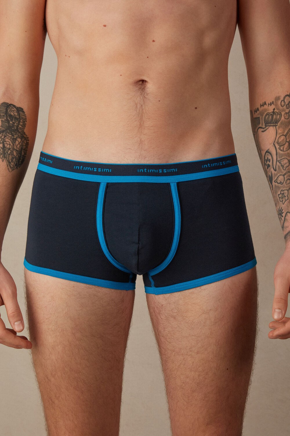 Black - 204j - Midnight Blue / Celestial Intimissimi Stretch Supima® Cotton Boxer Shorts with Logo Detail | PGJM-73801