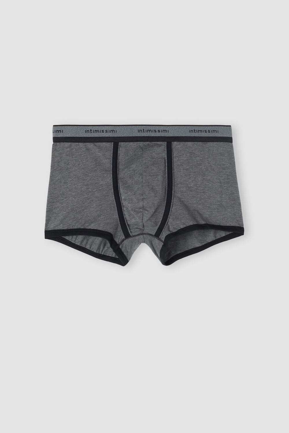 Black - 543i - Graphite Grey Blend / Black Intimissimi Stretch Supima® Cotton Boxer Shorts with Logo Detail | ESKI-63420