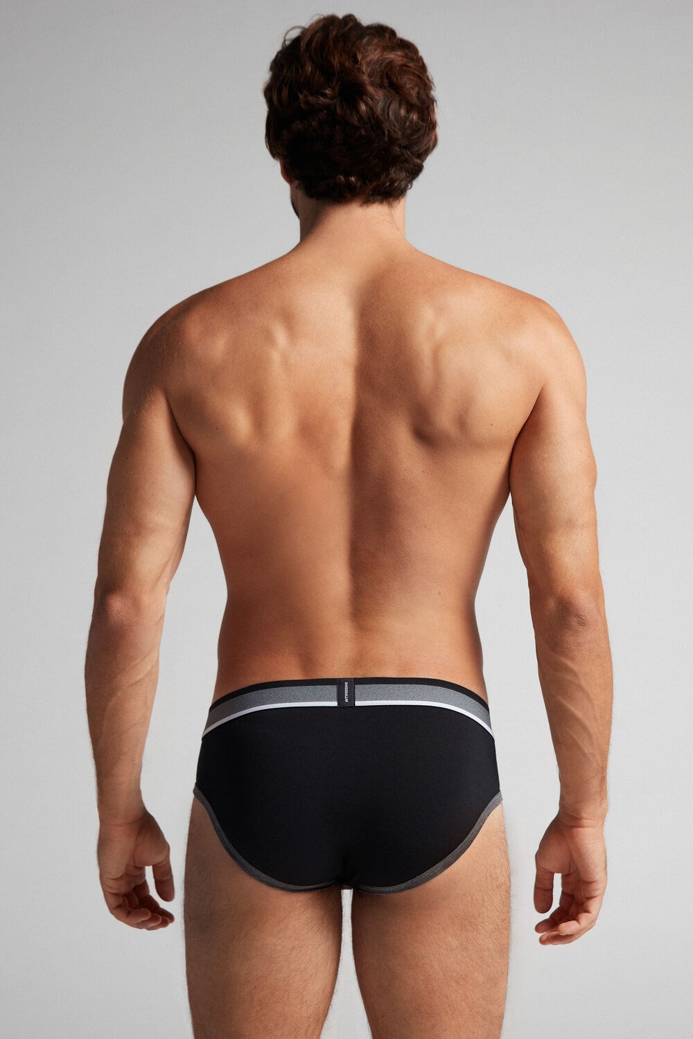 Black - 543i - Graphite Grey Blend / Black Intimissimi Two-Tone Stretch Supima® Cotton Briefs | FQTH-81764