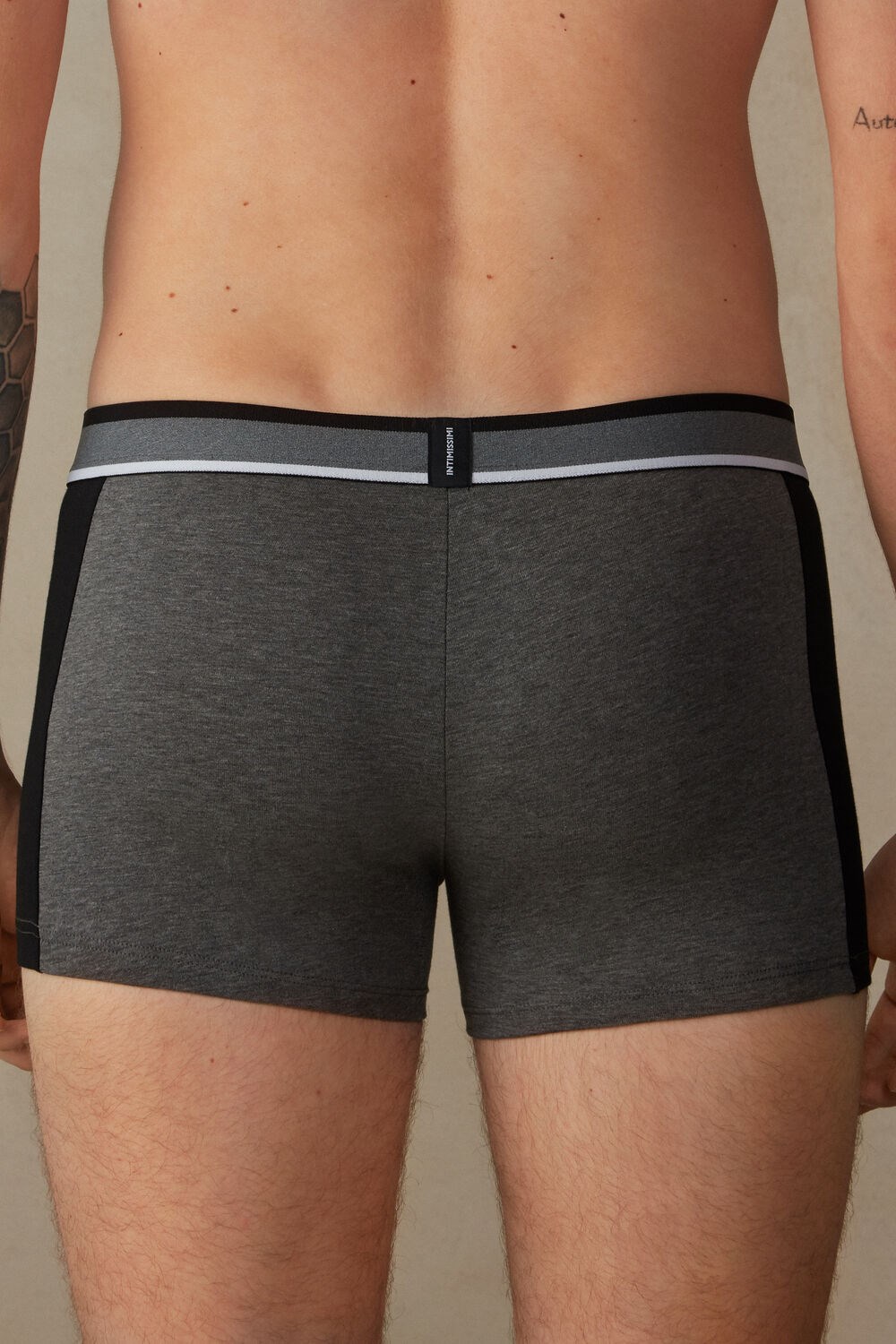 Black - 543i - Graphite Grey Blend / Black Intimissimi Two-tone Boxers in Stretch Supima® Cotton | LERK-52863