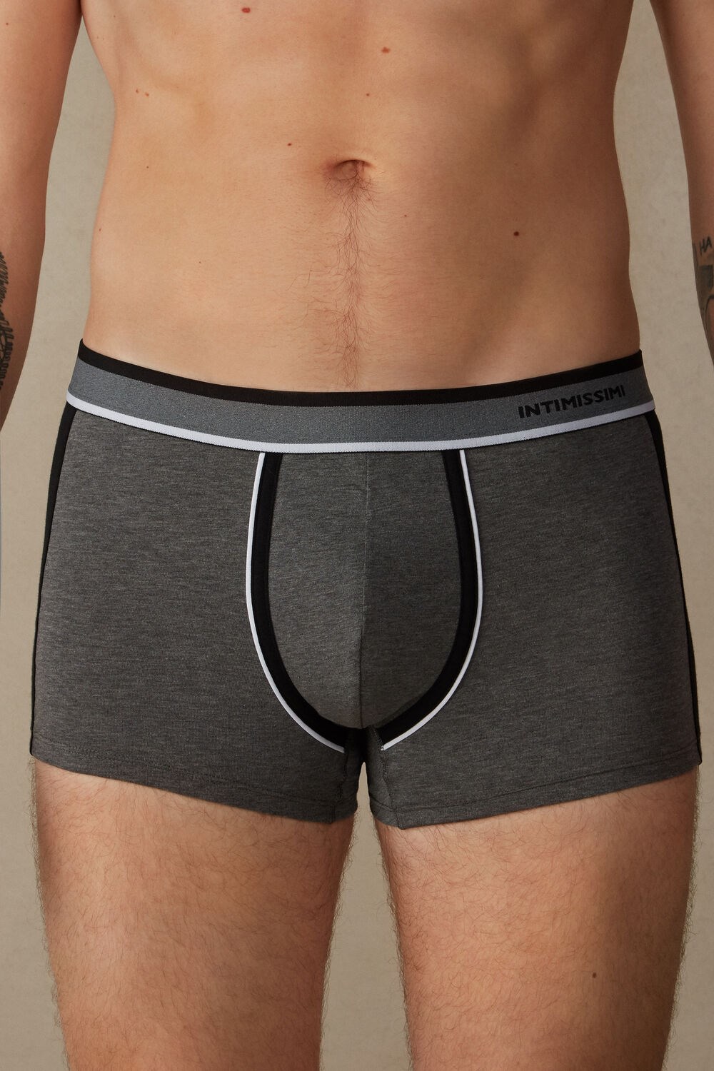 Black - 543i - Graphite Grey Blend / Black Intimissimi Two-tone Boxers in Stretch Supima® Cotton | LERK-52863