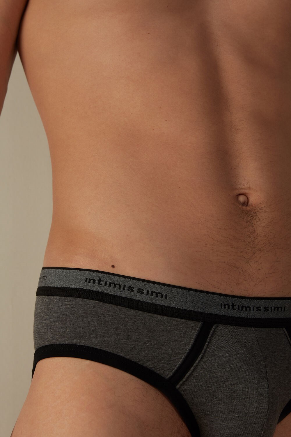 Black - 543i - Graphite Grey Blend / Black Intimissimi Stretch Supima® Cotton Brief with Logo Detail | WSZN-50427