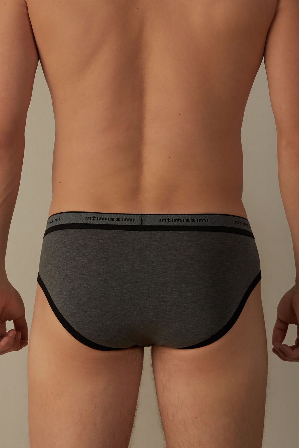 Black - 543i - Graphite Grey Blend / Black Intimissimi Stretch Supima® Cotton Brief with Logo Detail | WSZN-50427