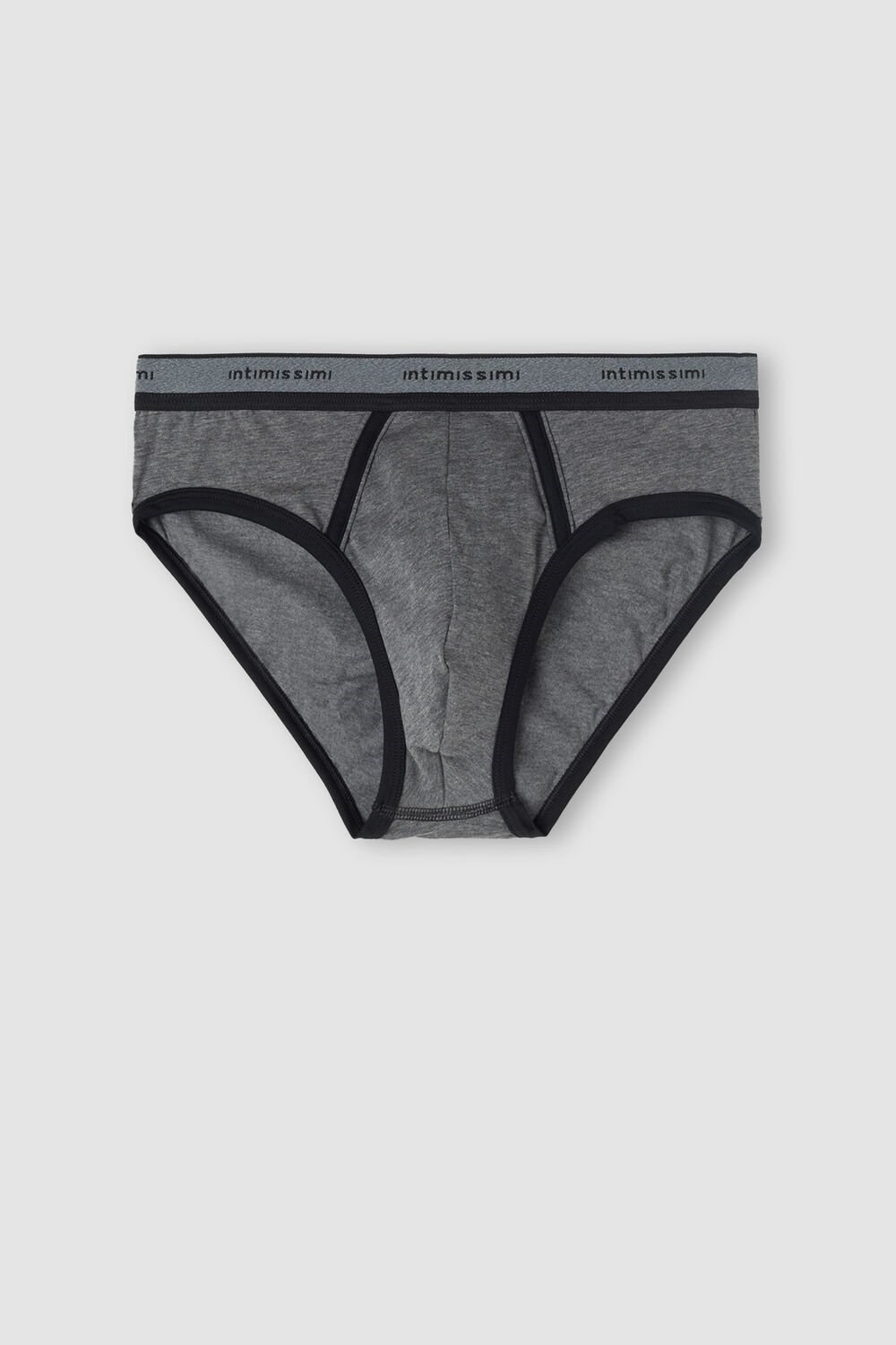 Black - 543i - Graphite Grey Blend / Black Intimissimi Stretch Supima® Cotton Brief with Logo Detail | WSZN-50427